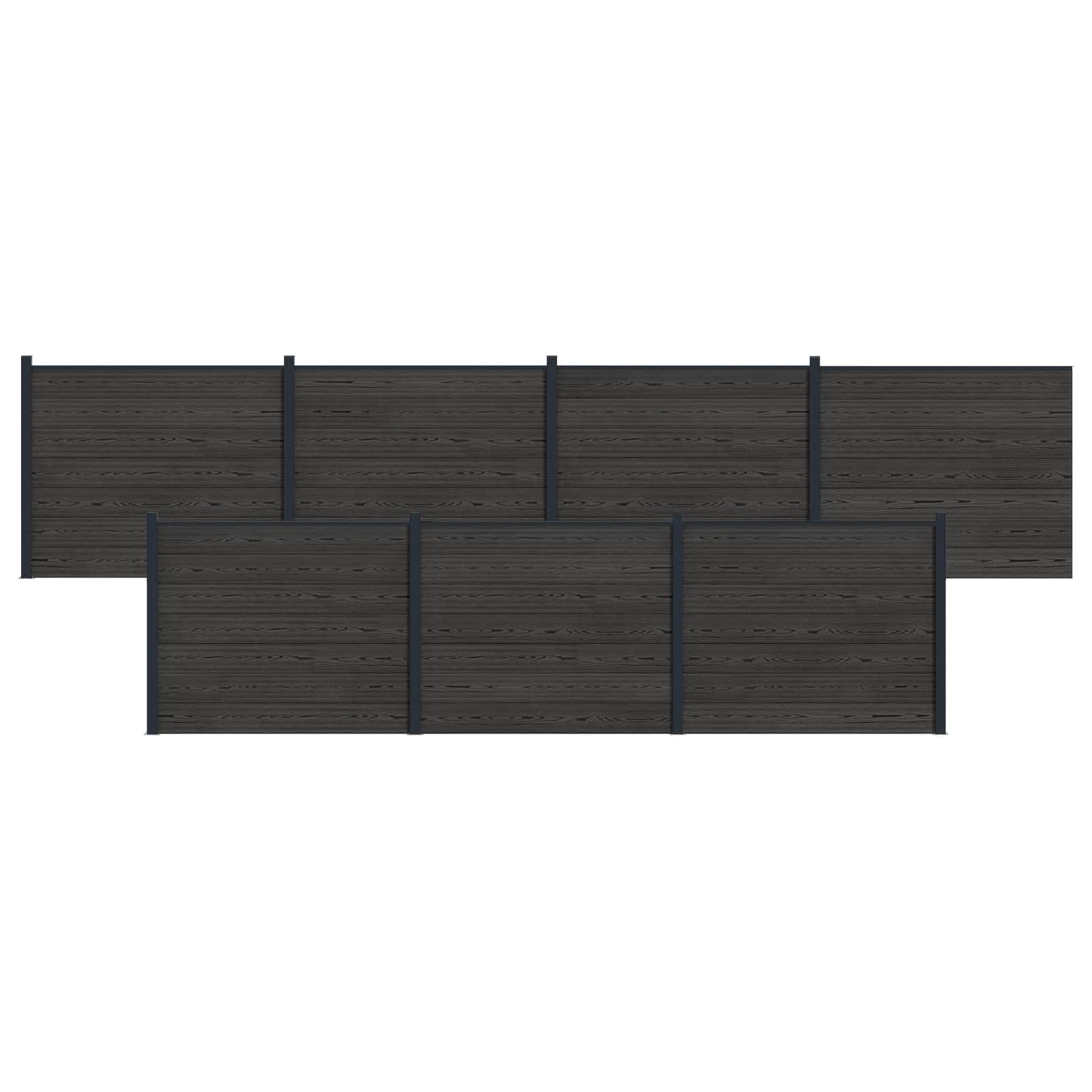 Gjerdeplate 7 pcs WPC og Aluminium Svart