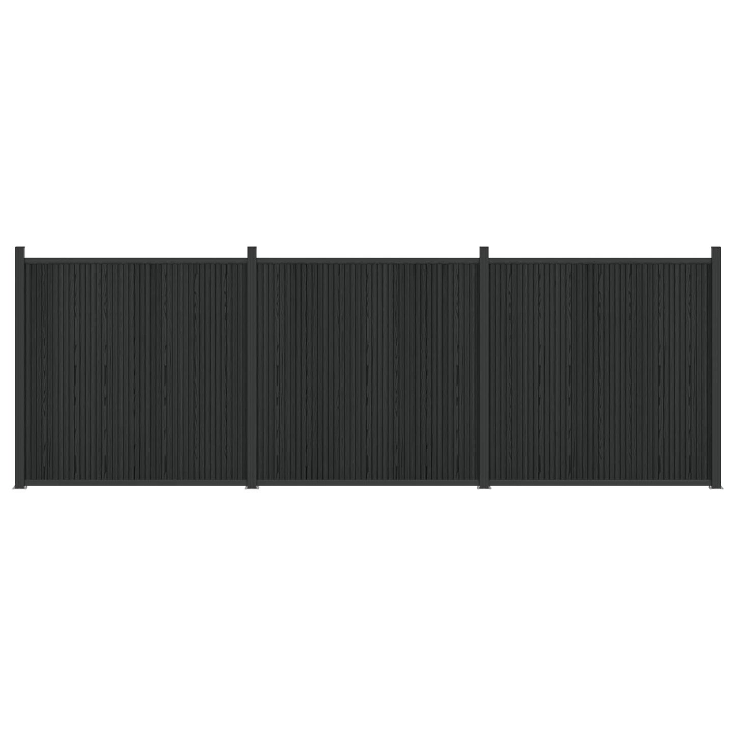 Gjerdeplate 3 pcs WPC og Aluminium Svart