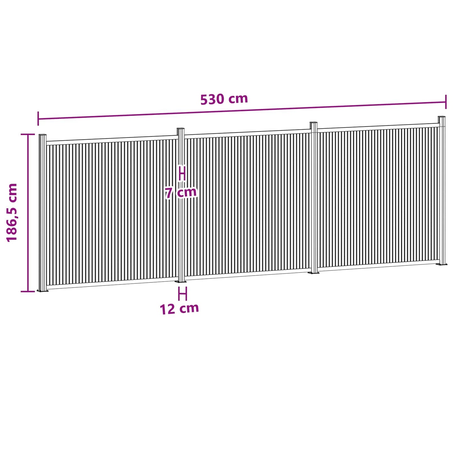 Gjerdeplate 3 pcs WPC og Aluminium Svart