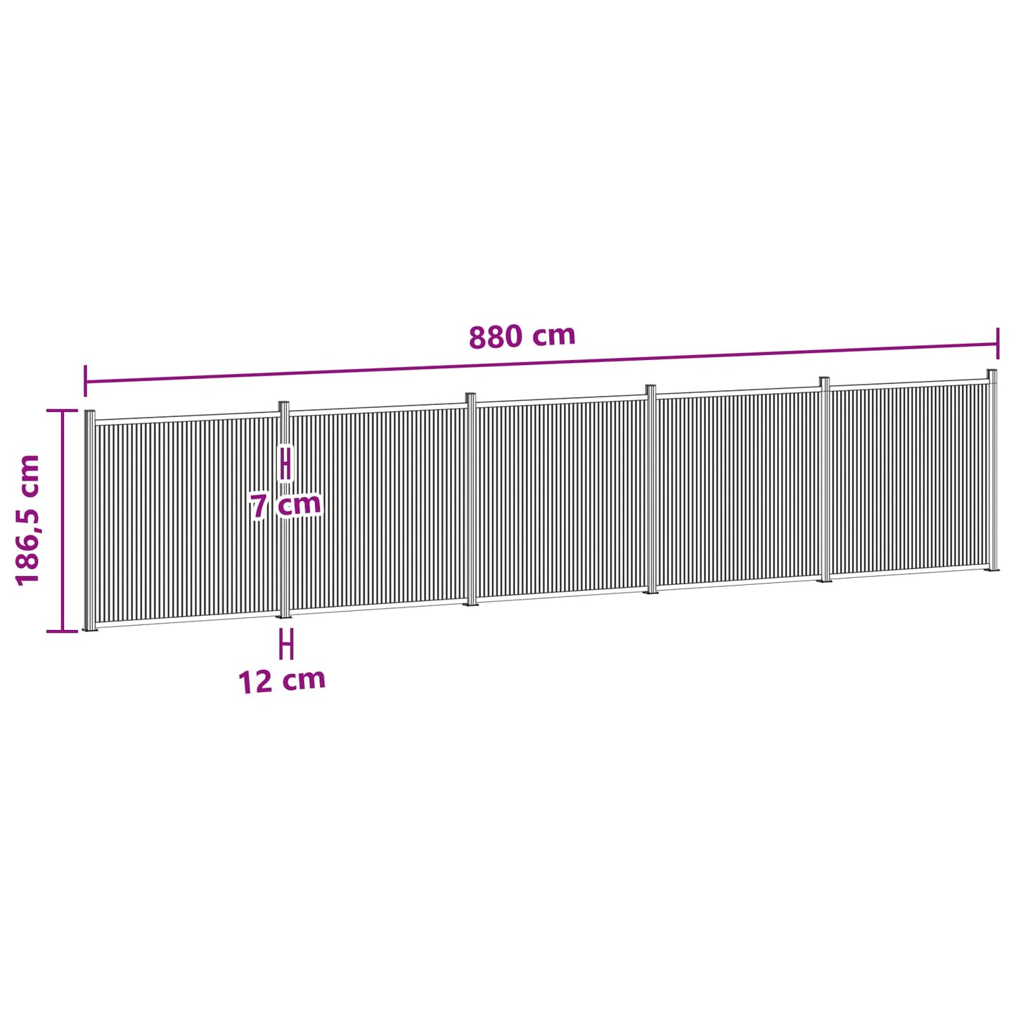 Gjerdeplate 5 pcs WPC og Aluminium Svart