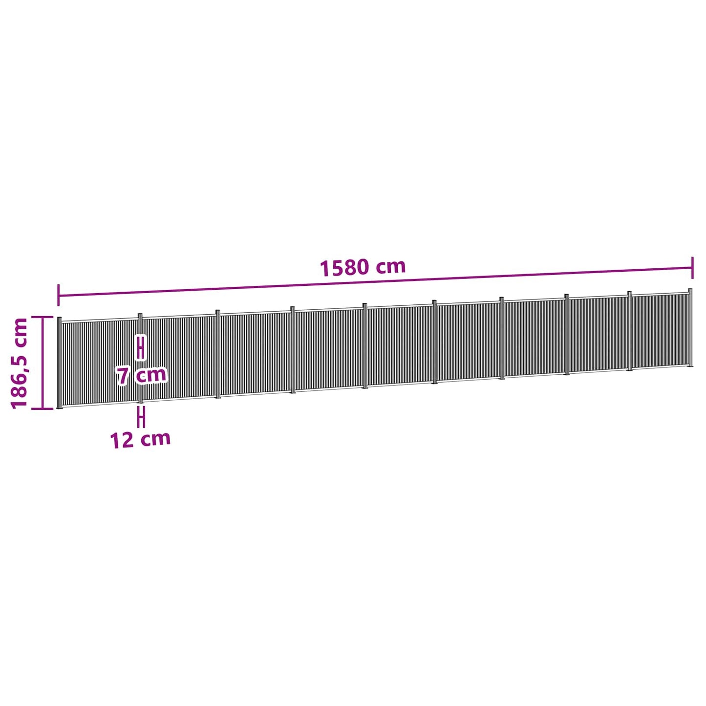 Gjerdeplate 9 pcs WPC og Aluminium Svart