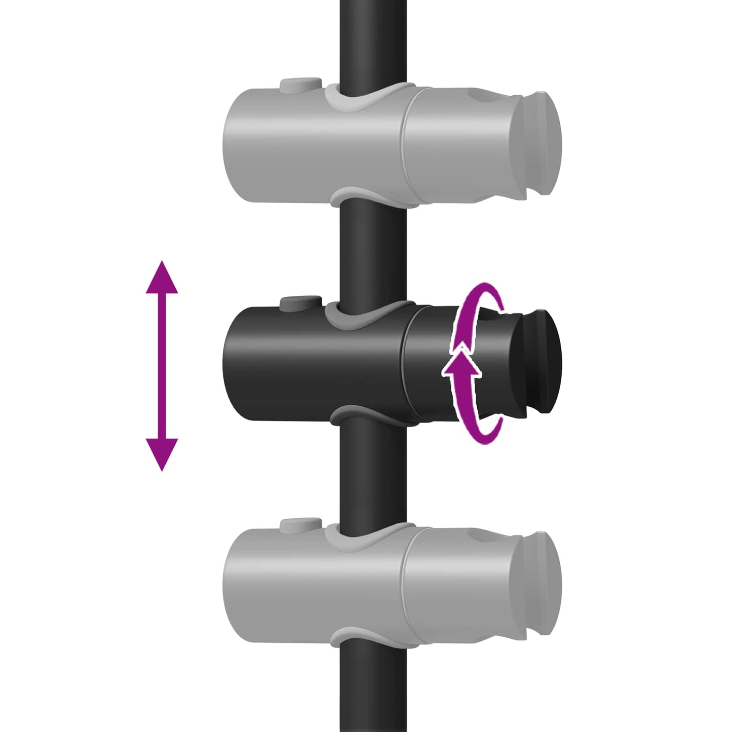 Dusjhodeholder Svart 71 cm Rustfritt stål