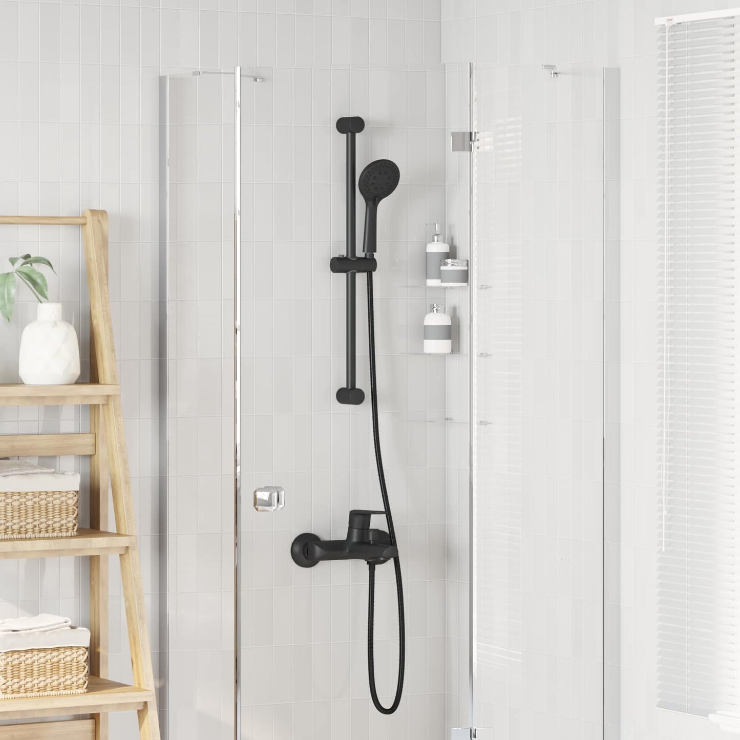 Dusjsystemsett Svart 70 cm Rustfritt stål