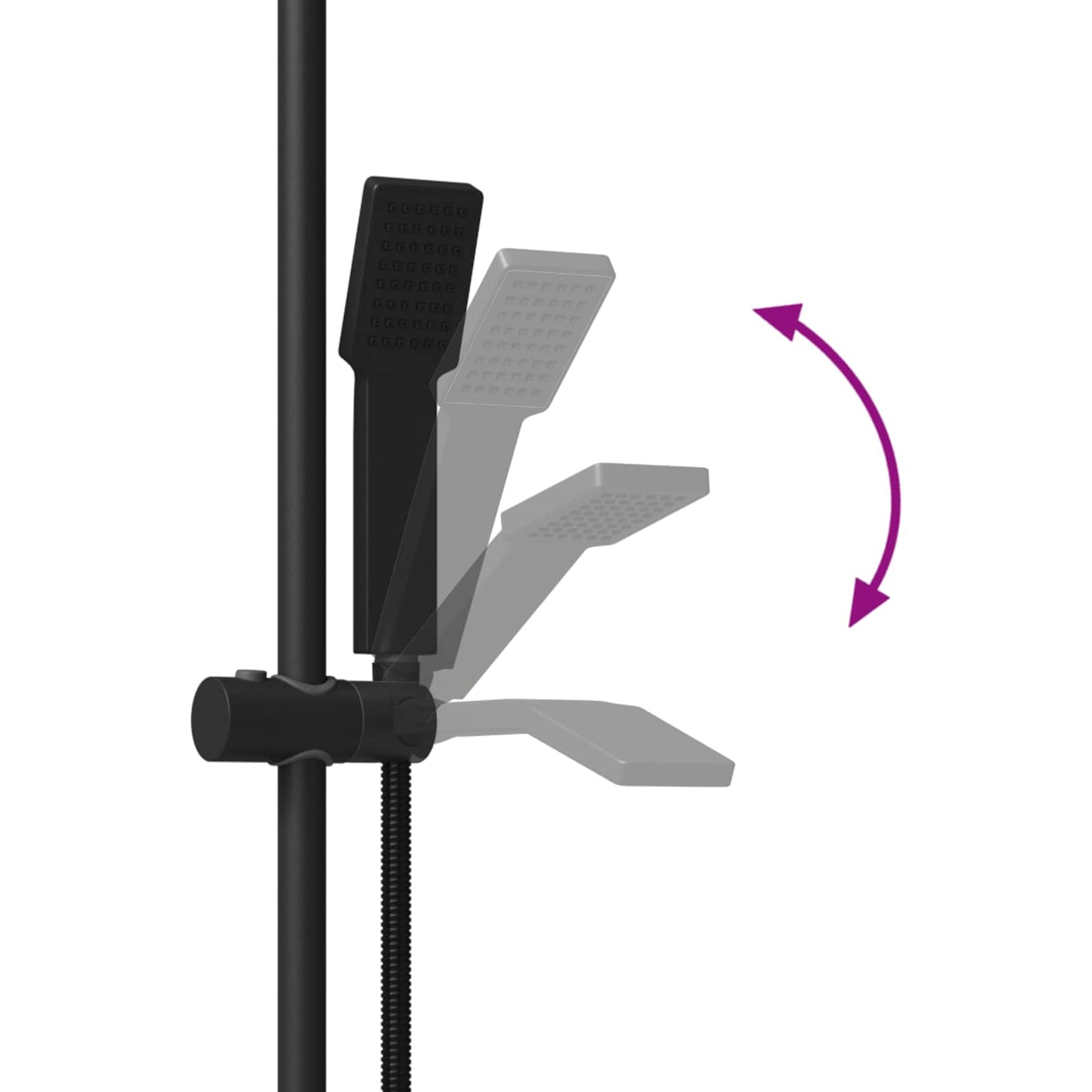 Dusjsystemsett Svart 70 cm Rustfritt stål
