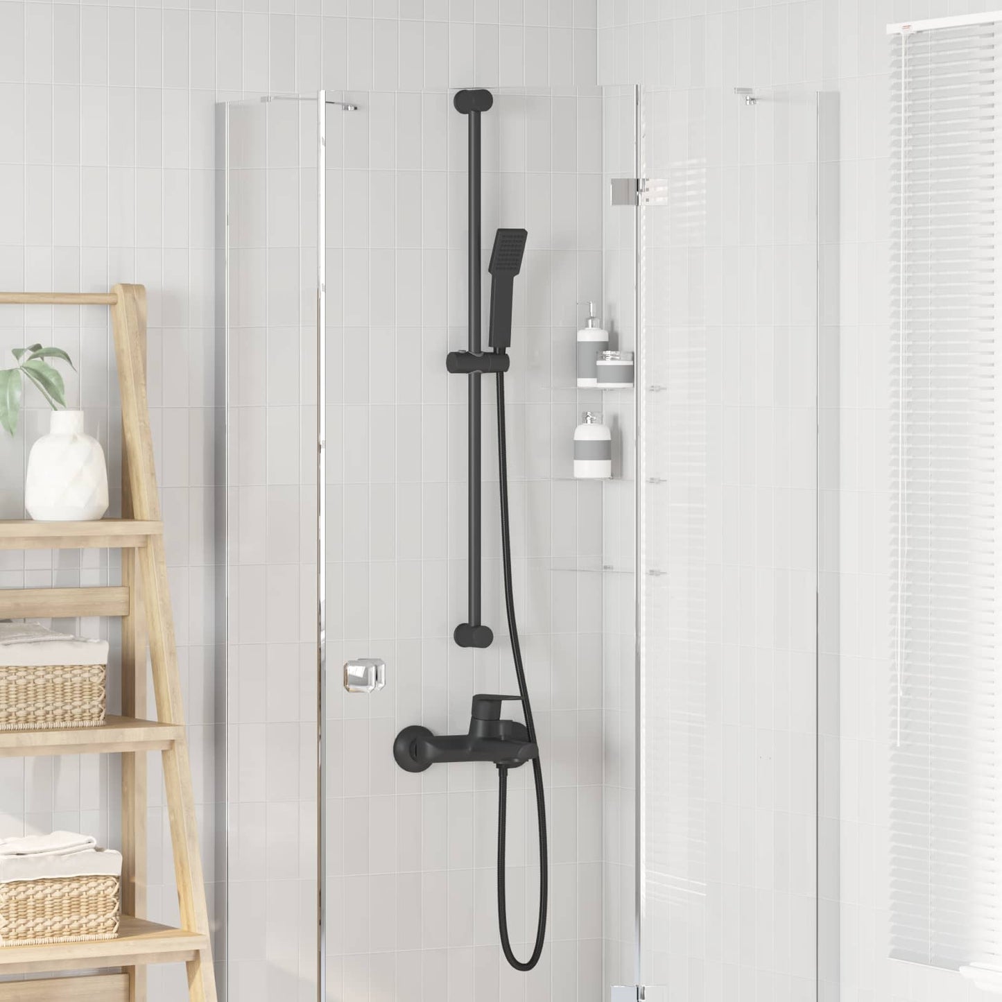 Dusjsystemsett Svart 100 cm Rustfritt stål