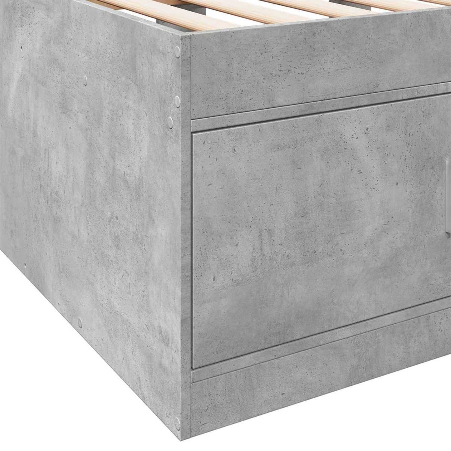 Sengeramme med oppbevaring Betonggrå 80 x 200 cm Konstruert tre