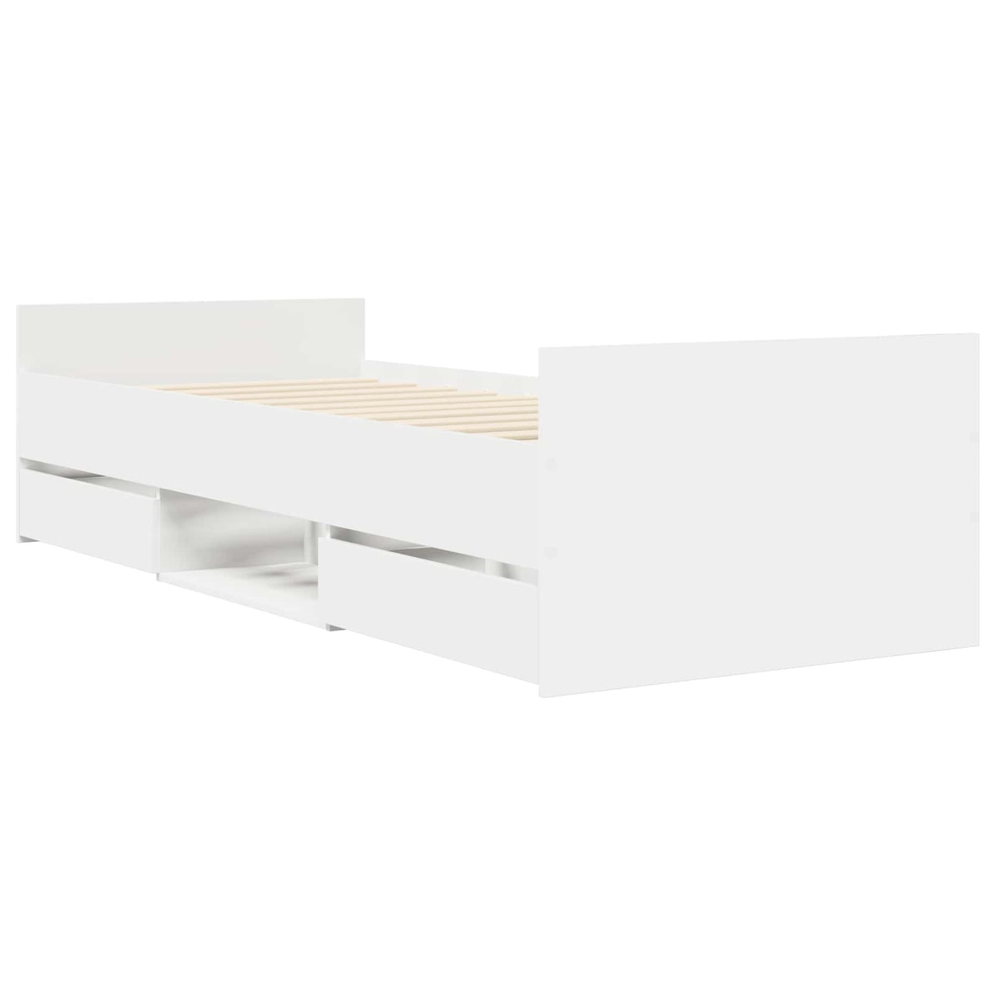 Sengeramme med oppbevaring Hvit 80 x 200 cm Konstruert tre