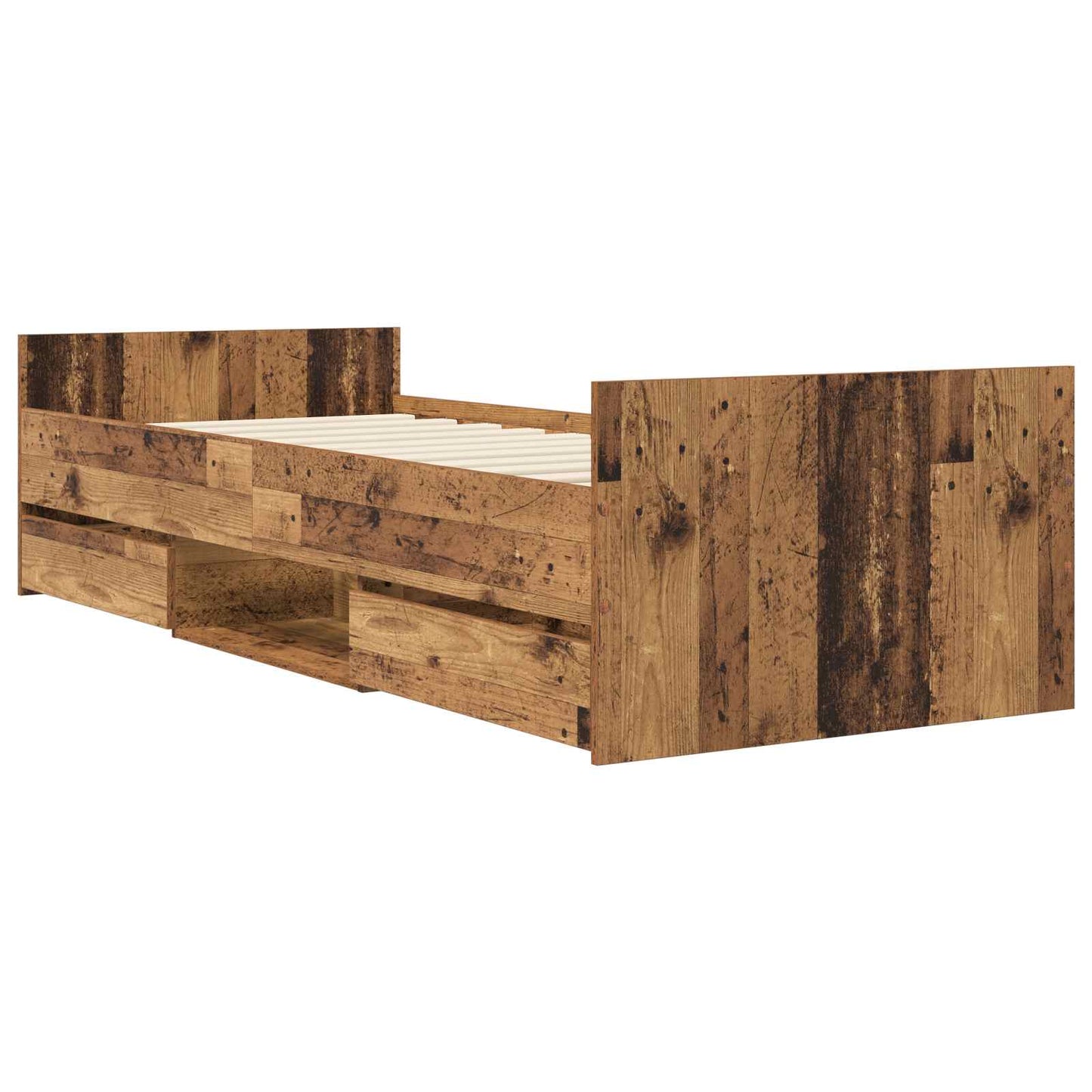 Sengeramme med oppbevaring Gammelt tre 80 x 200 cm