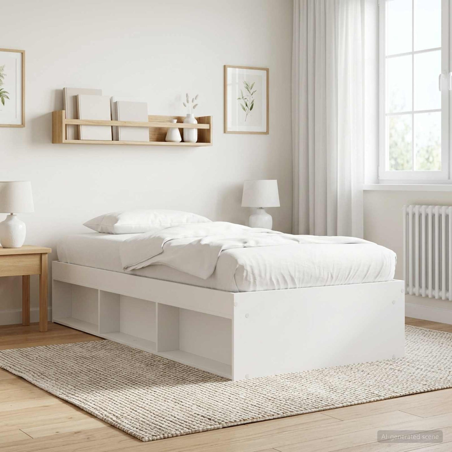 Sengeramme med oppbevaring Hvit 80 x 200 cm Konstruert tre