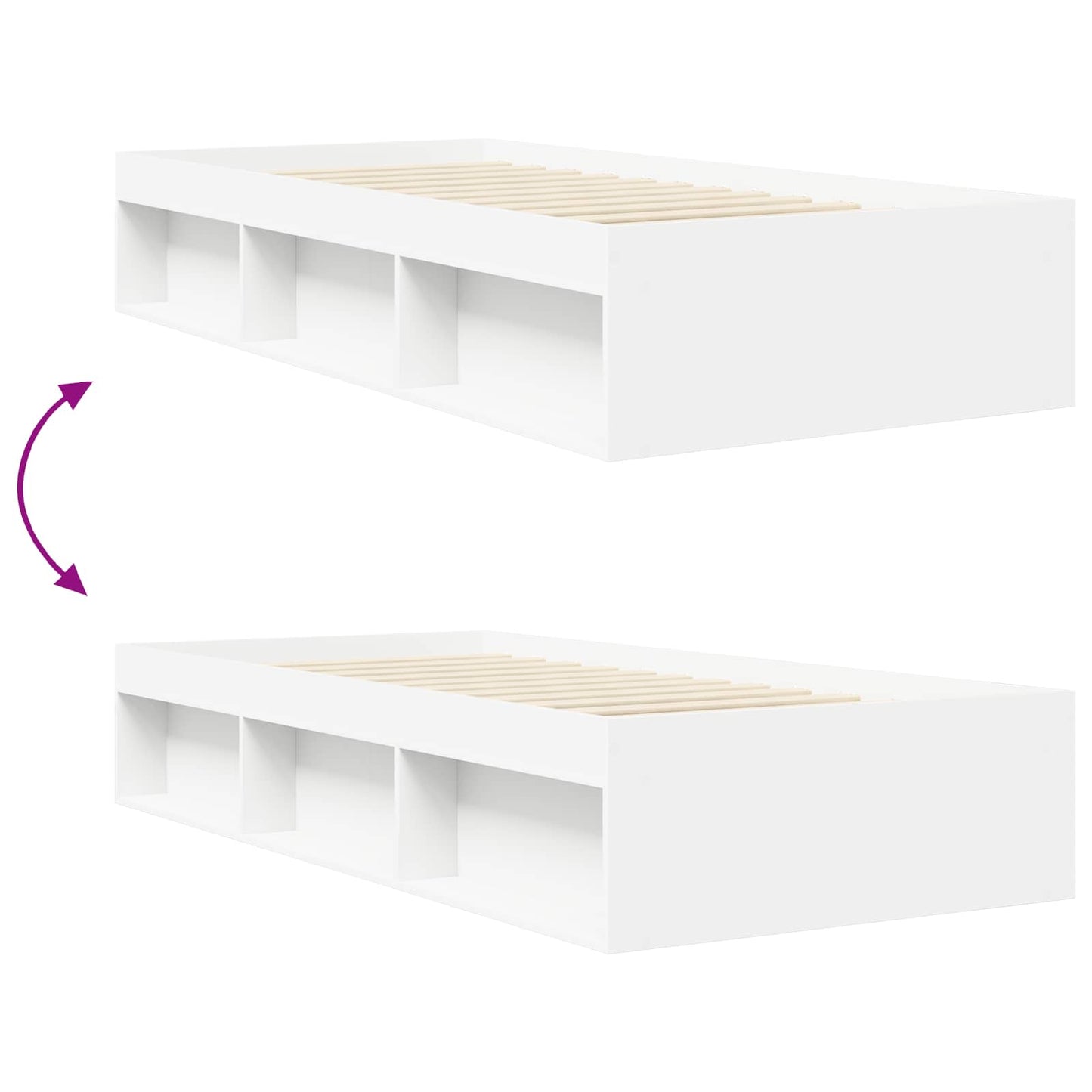 Sengeramme med oppbevaring Hvit 80 x 200 cm Konstruert tre