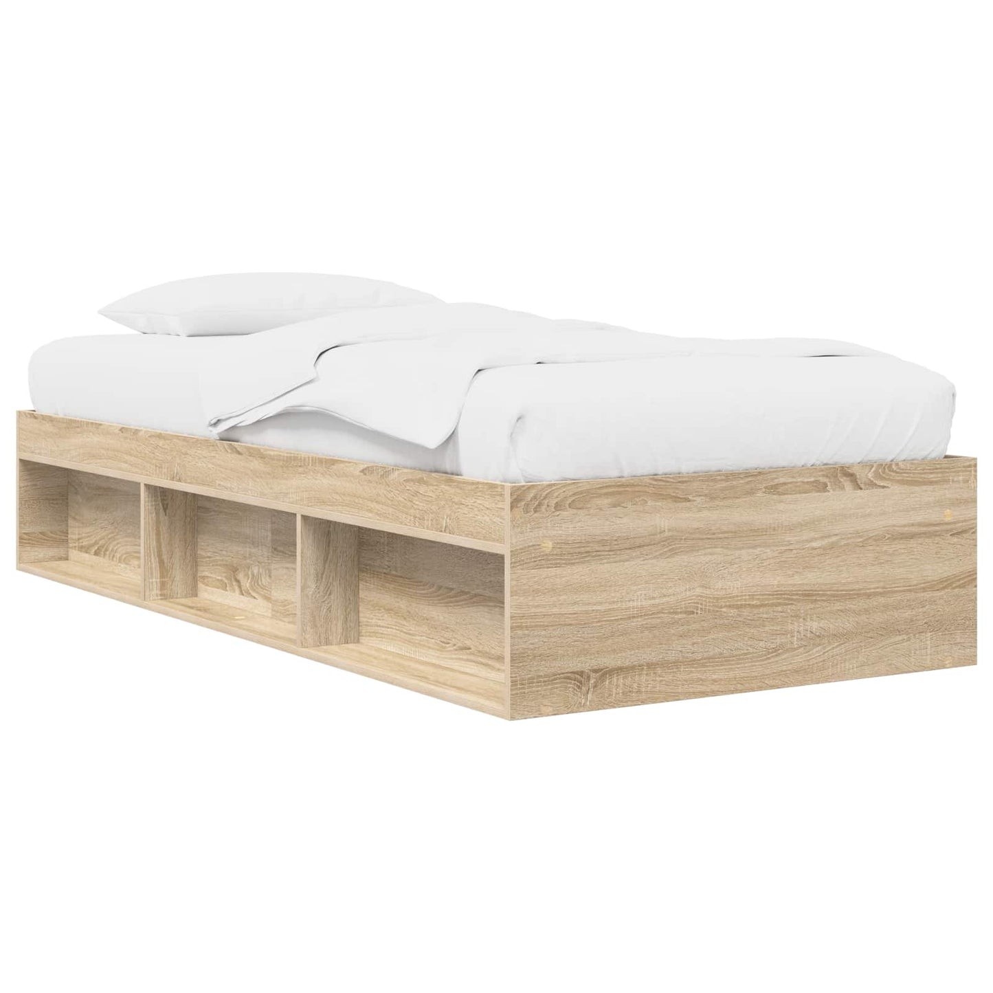 Sengeramme med oppbevaring med hylle Sonoma eik 80 x 200 cm