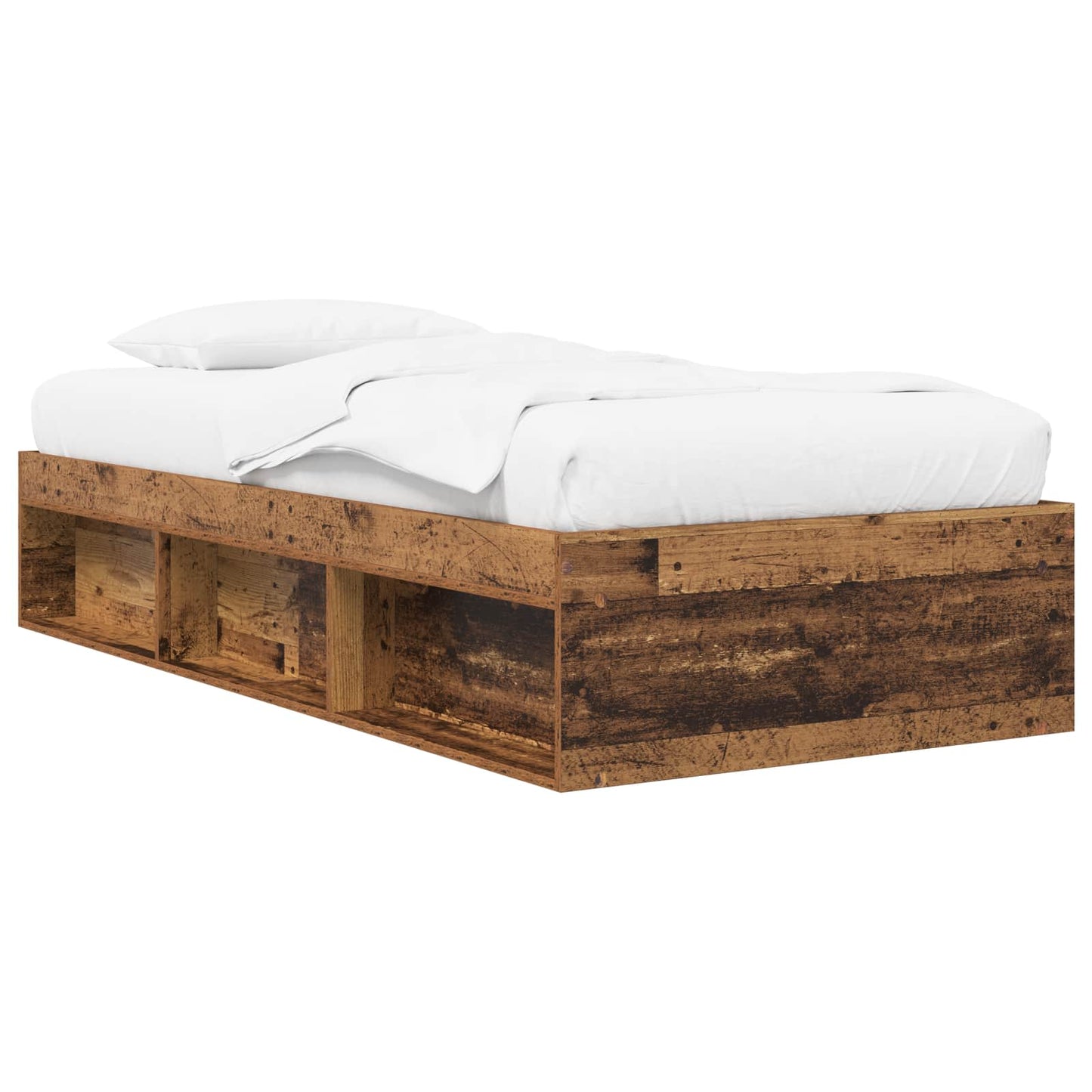 Sengeramme med oppbevaring med hylle Gammelt tre 80 x 200 cm