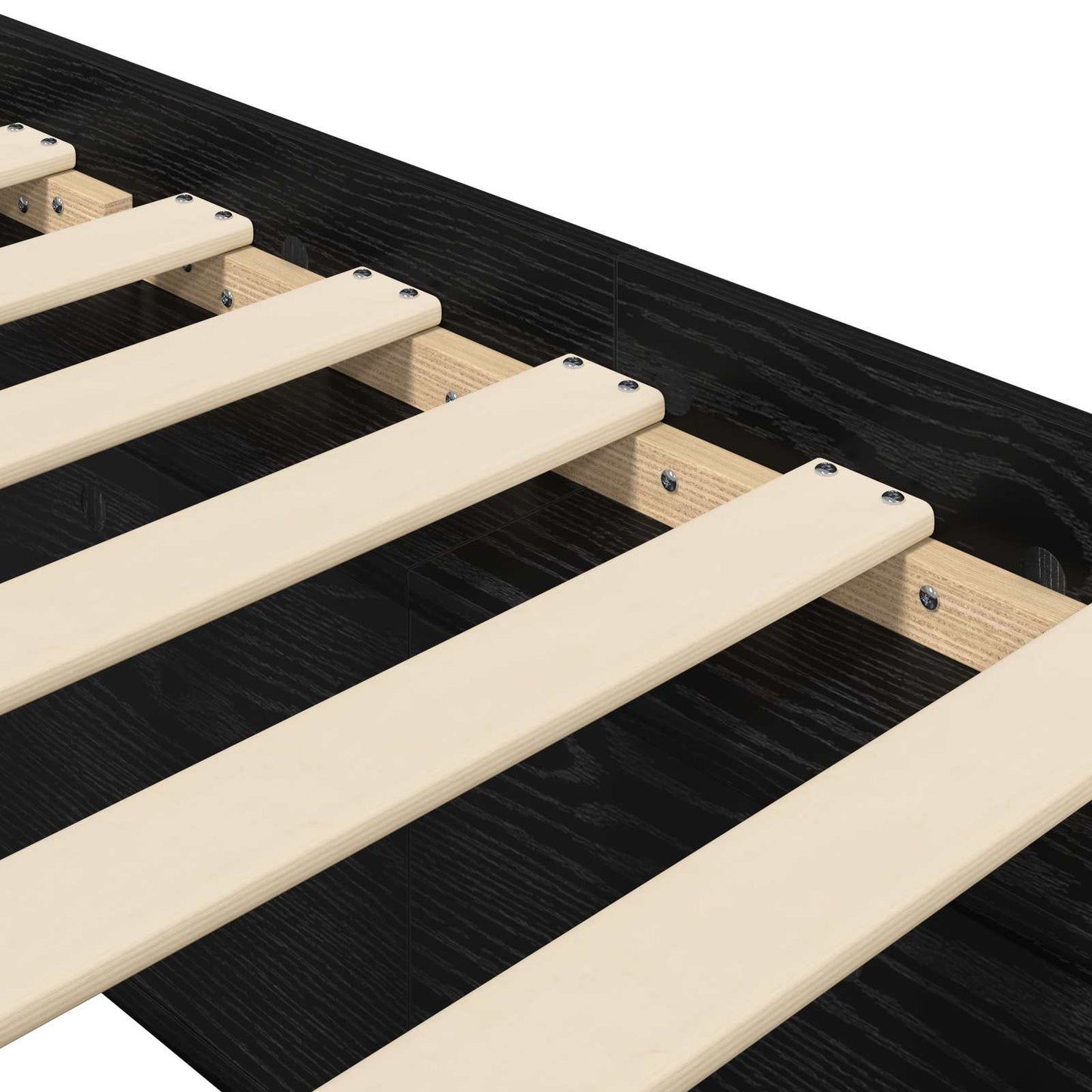 Sengeramme med oppbevaring Svart eik 80 x 200 cm Konstruert tre