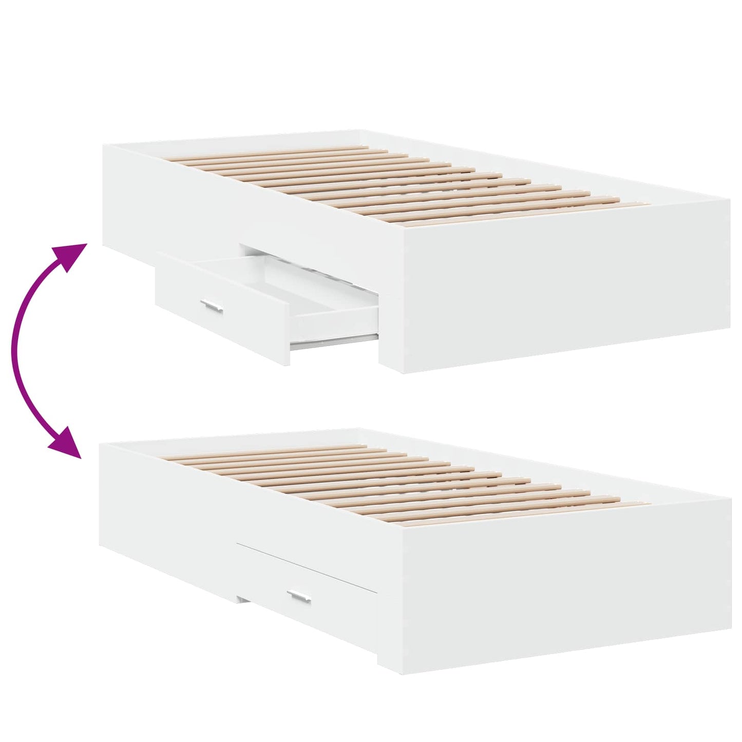 Sengeramme med oppbevaring Hvit 80 x 200 cm Konstruert tre