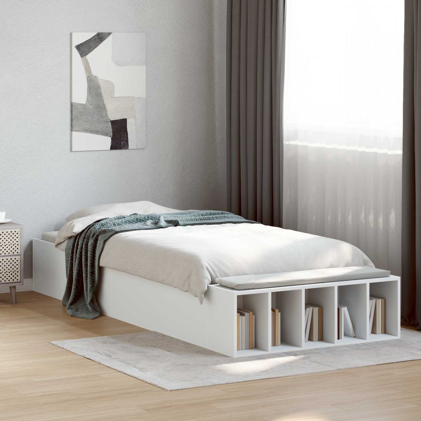 Sengeramme med oppbevaring Hvit 80 x 200 cm Konstruert tre