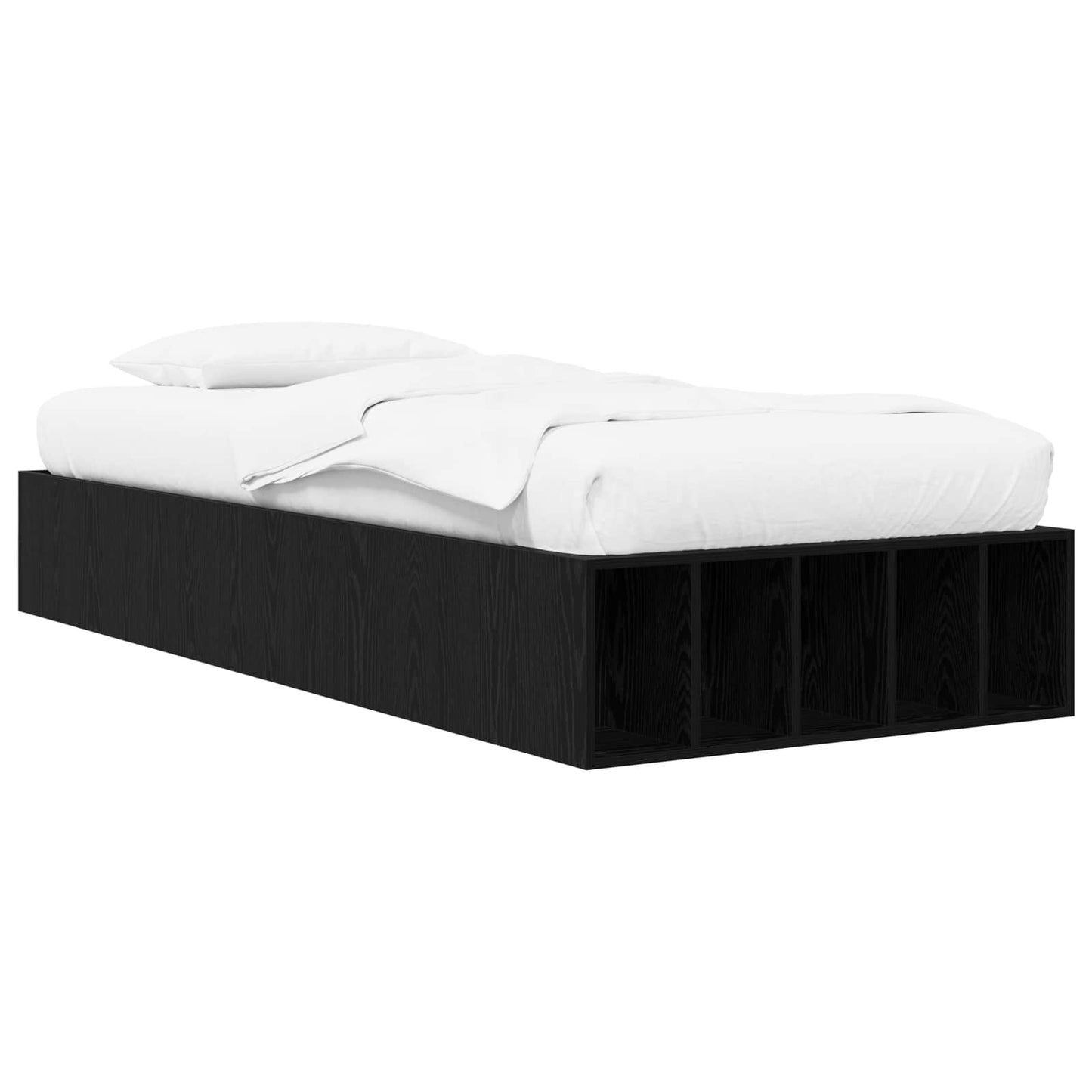 Sengeramme med oppbevaring Svart eik 80 x 200 cm Konstruert tre