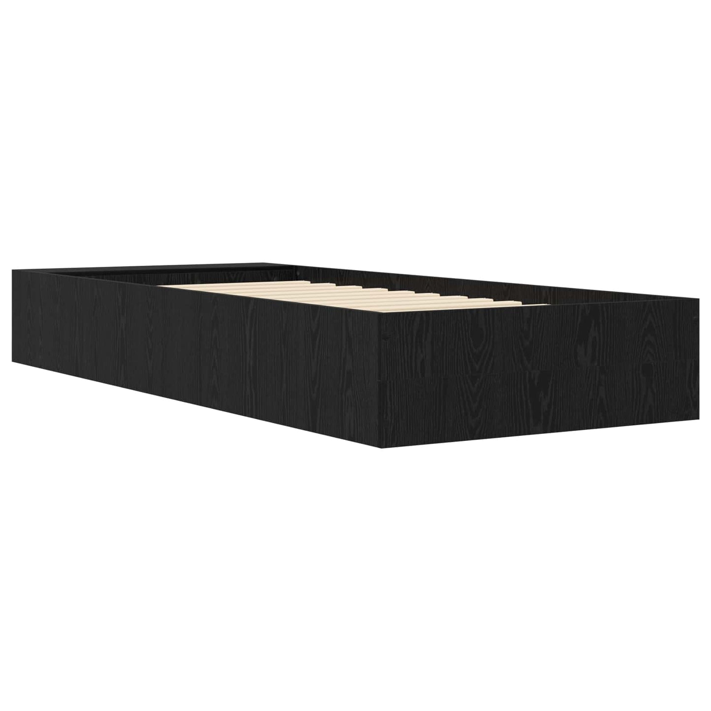 Sengeramme med oppbevaring Svart eik 80 x 200 cm Konstruert tre