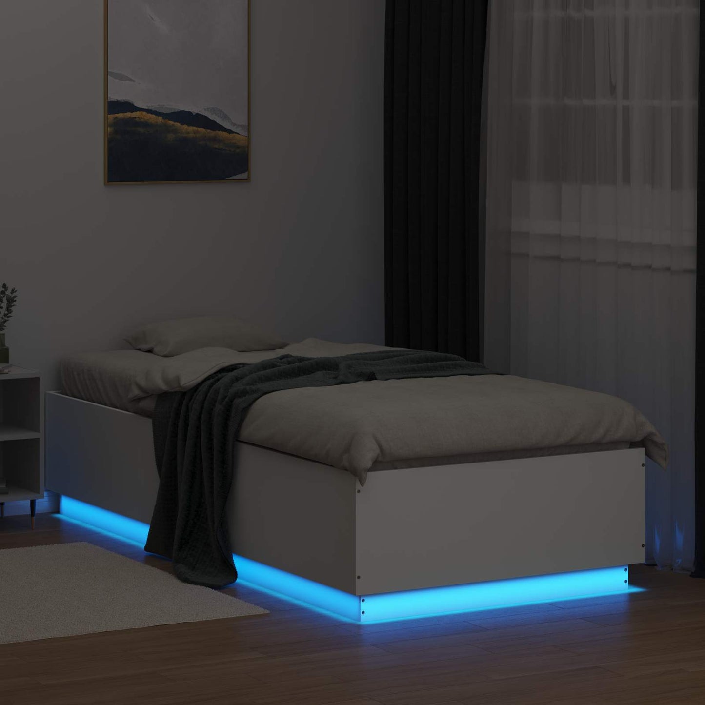 Sengestativ med LED Hvit 80 x 200 cm Konstruert tre