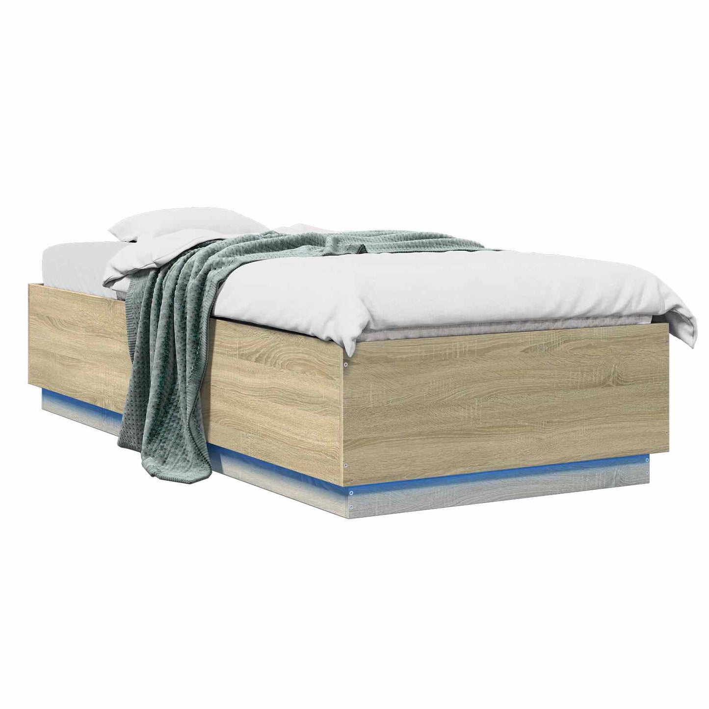 Sengestativ med LED Sonoma eik 80 x 200 cm Konstruert tre