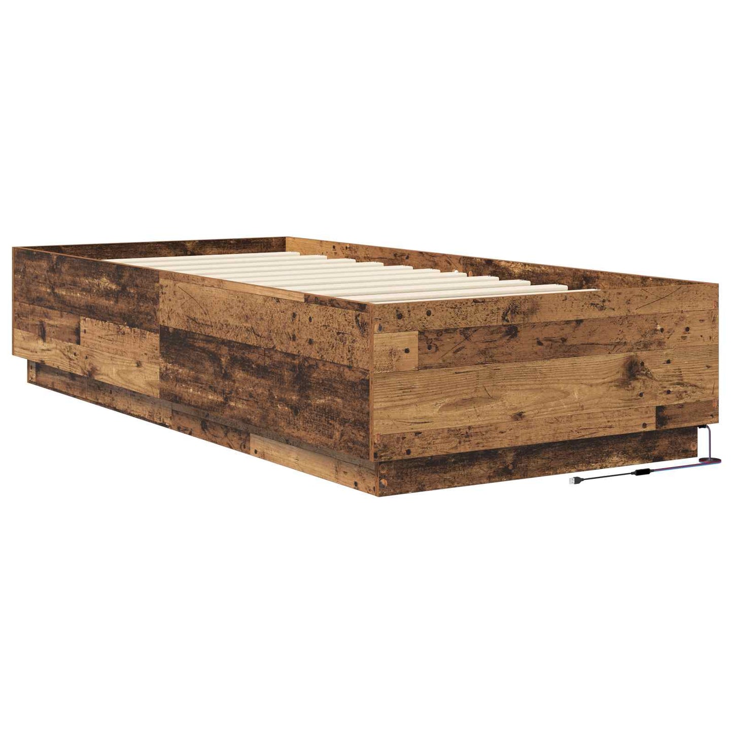 Sengestativ med LED Gammelt tre 80 x 200 cm Konstruert tre