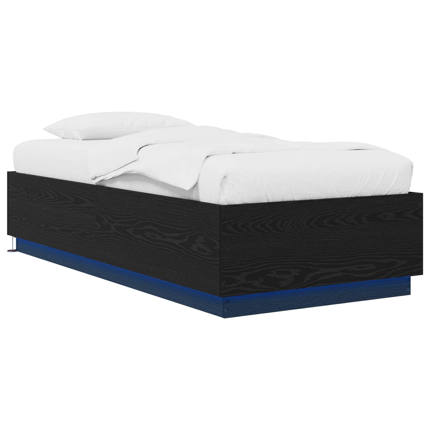 Sengestativ med LED Svart eik 80 x 200 cm Konstruert tre