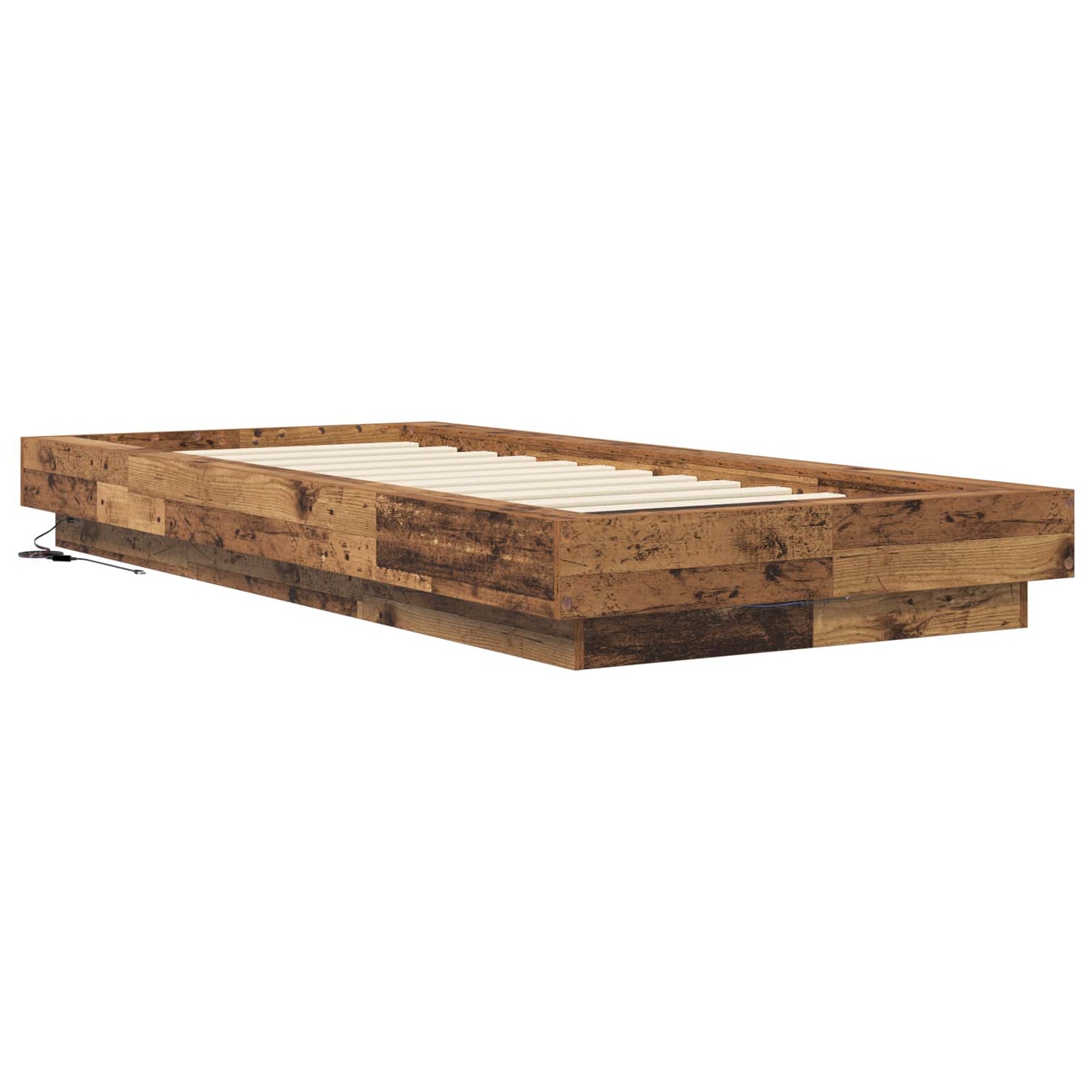 Sengestativ med LED Gammelt tre 80 x 200 cm Konstruert tre