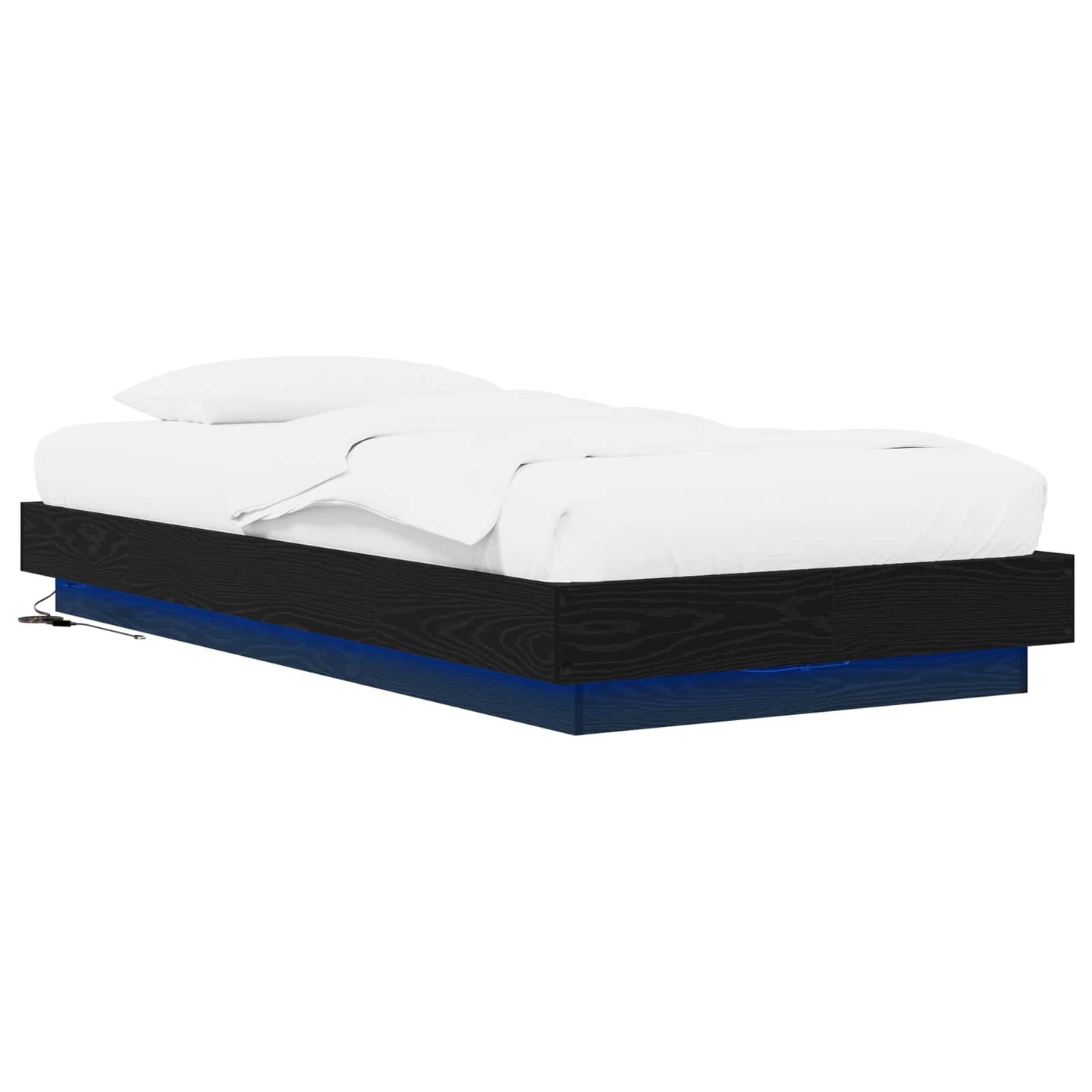 Sengestativ med LED Svart eik 80 x 200 cm Konstruert tre