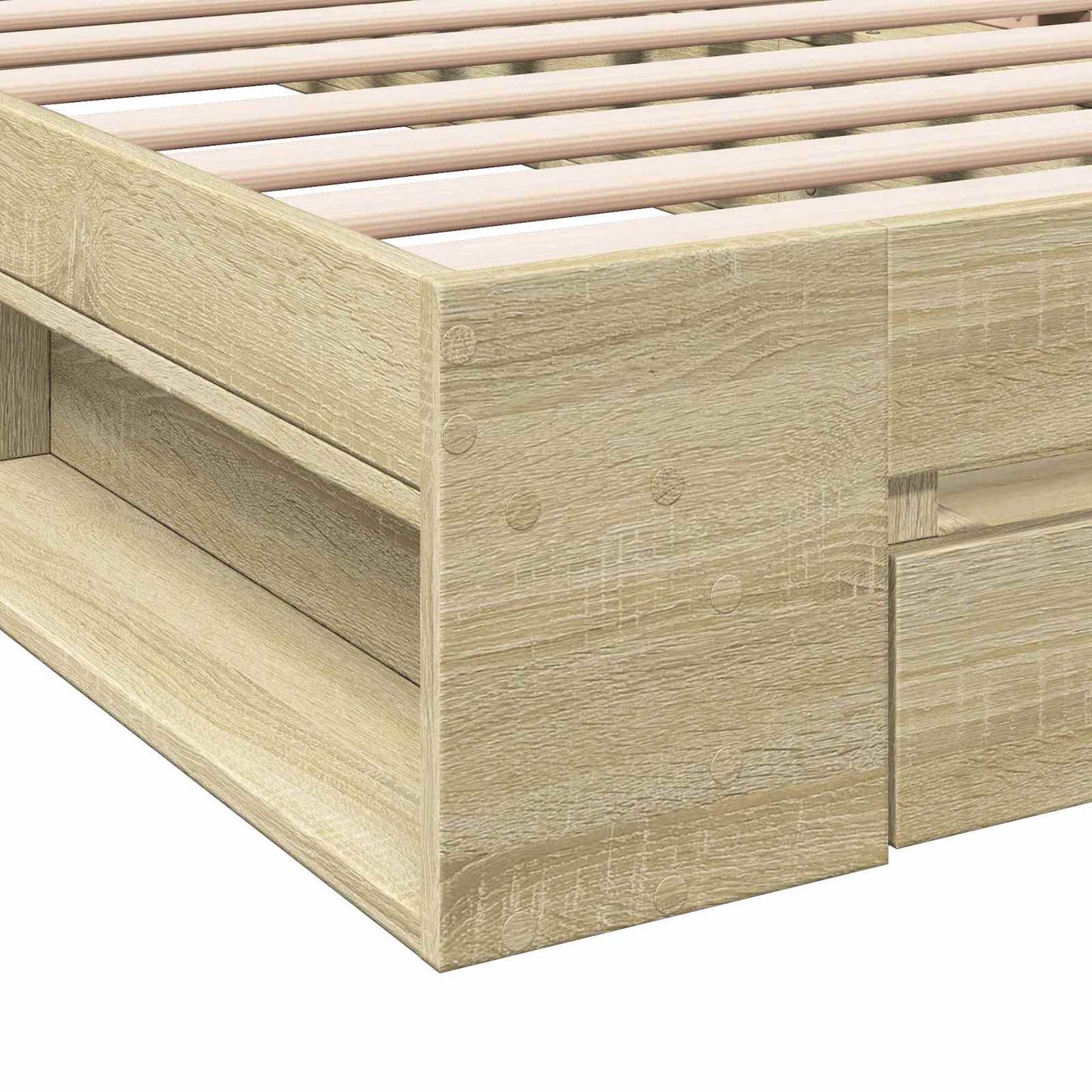 Sengeramme med oppbevaring med skuff Sonoma eik 80 x 200 cm