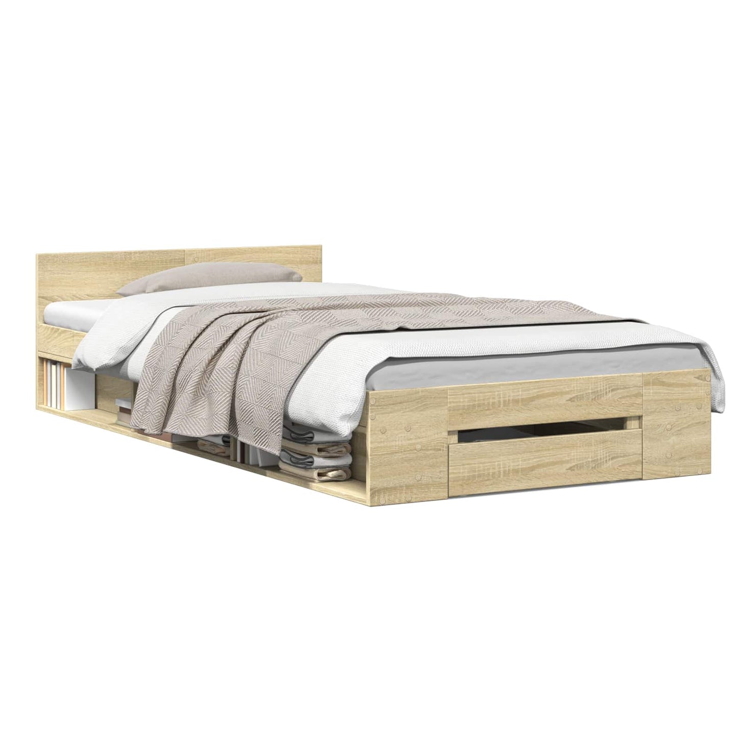 Sengeramme med oppbevaring med skuff Sonoma eik 80 x 200 cm