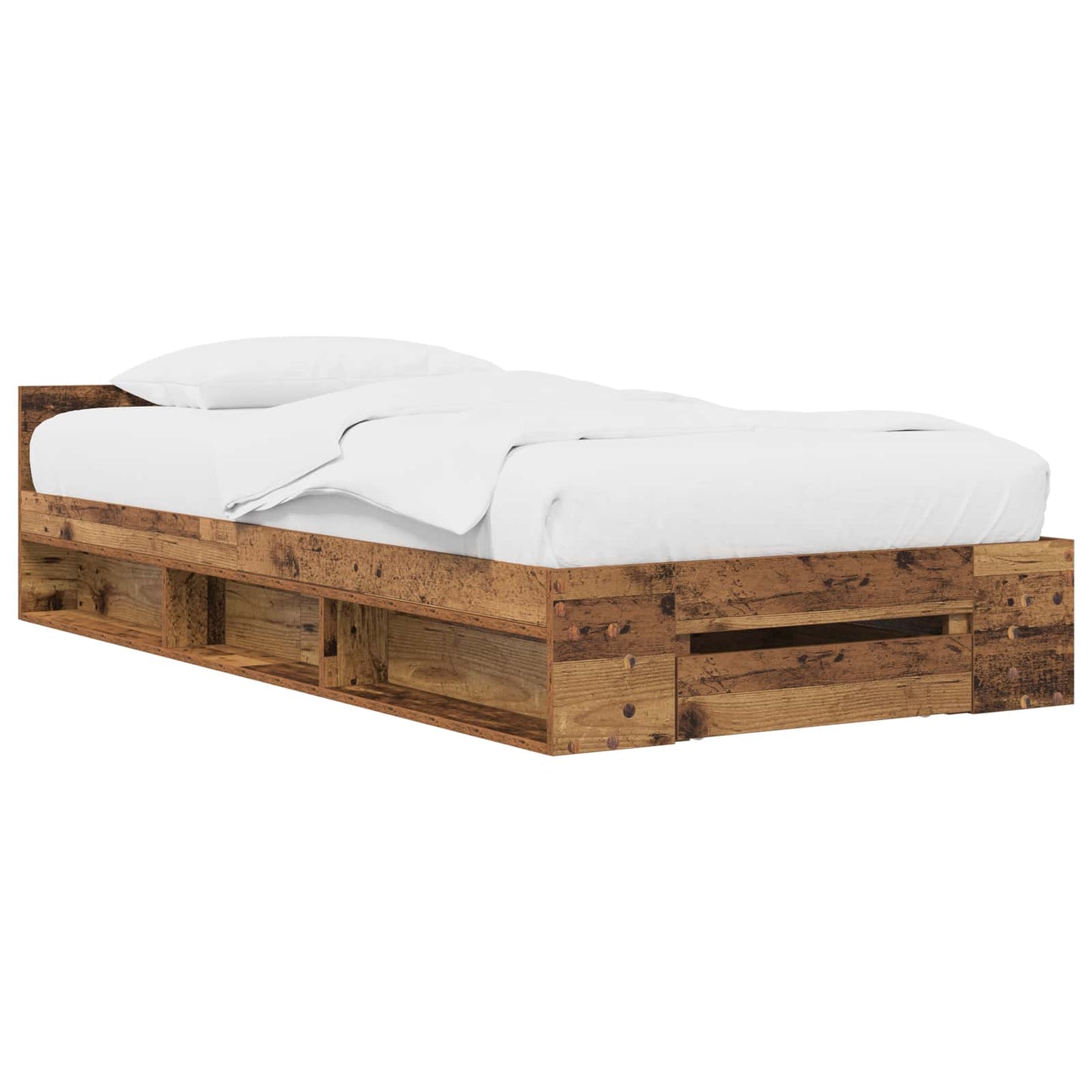 Sengeramme med oppbevaring med skuff Gammelt tre 80 x 200 cm