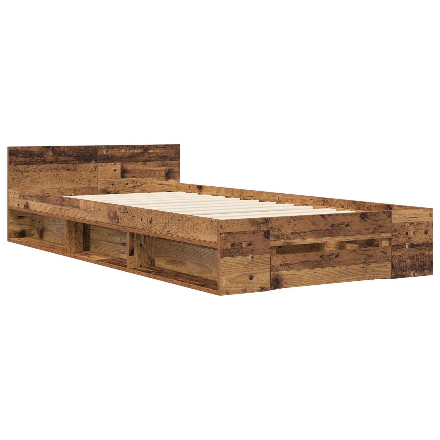 Sengeramme med oppbevaring med skuff Gammelt tre 80 x 200 cm