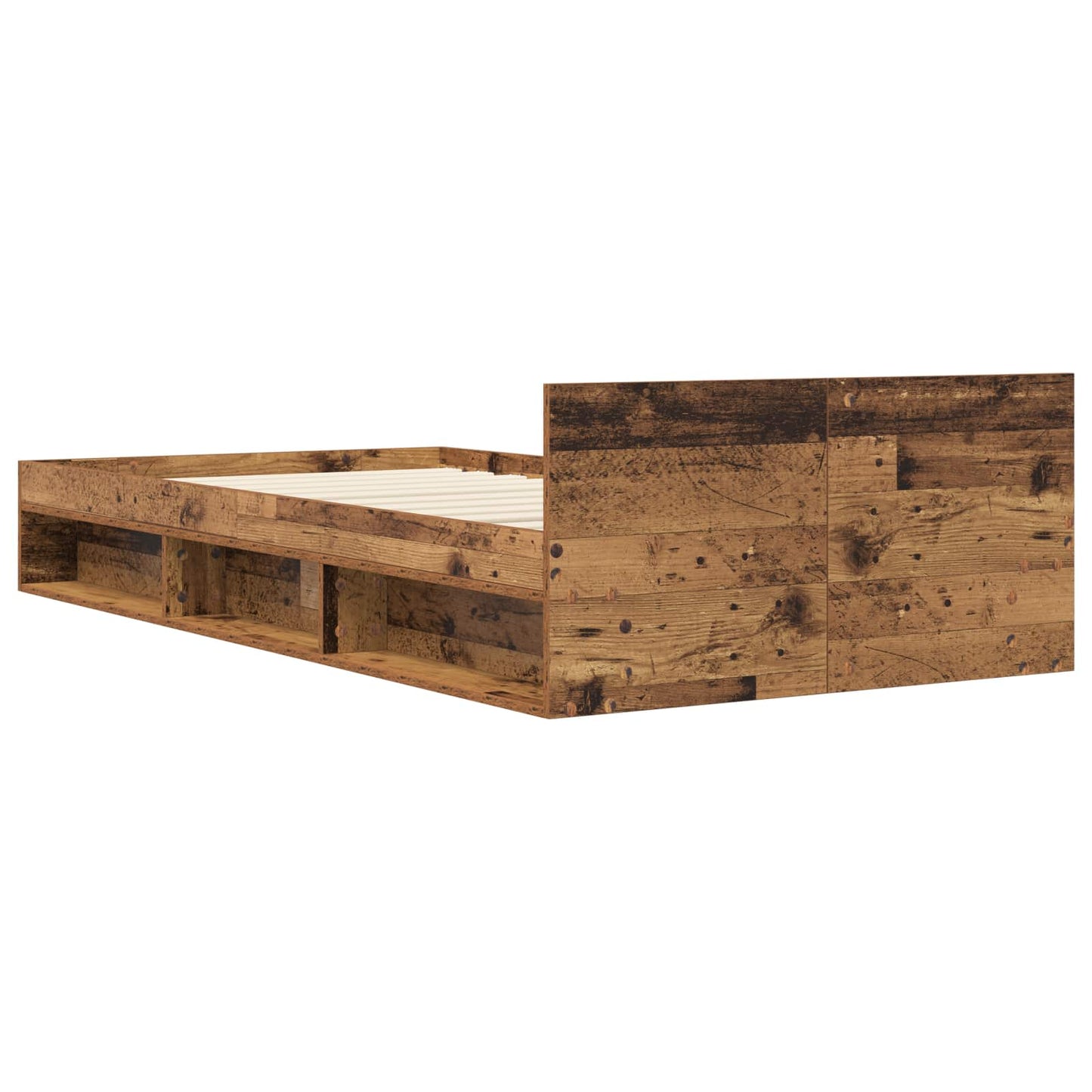 Sengeramme med oppbevaring med skuff Gammelt tre 80 x 200 cm