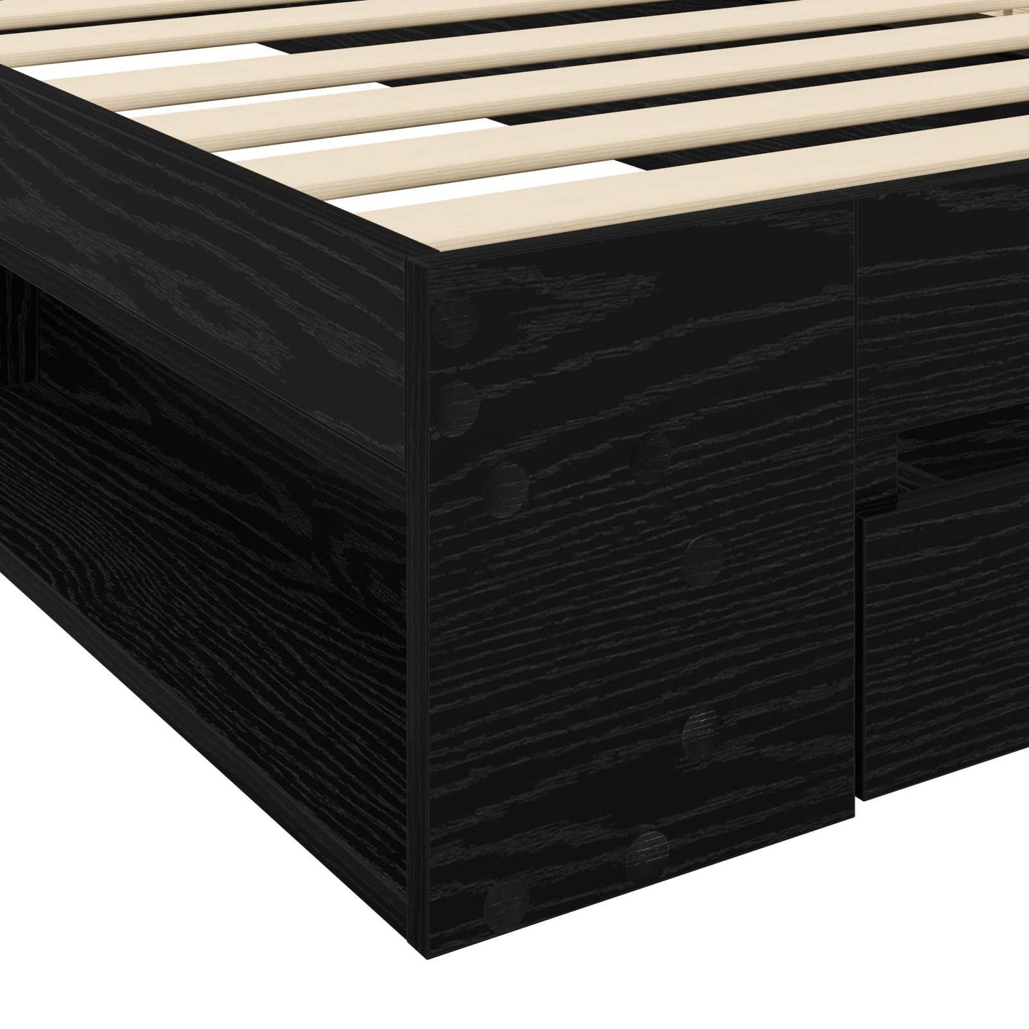 Sengeramme med oppbevaring Svart eik 80 x 200 cm Konstruert tre