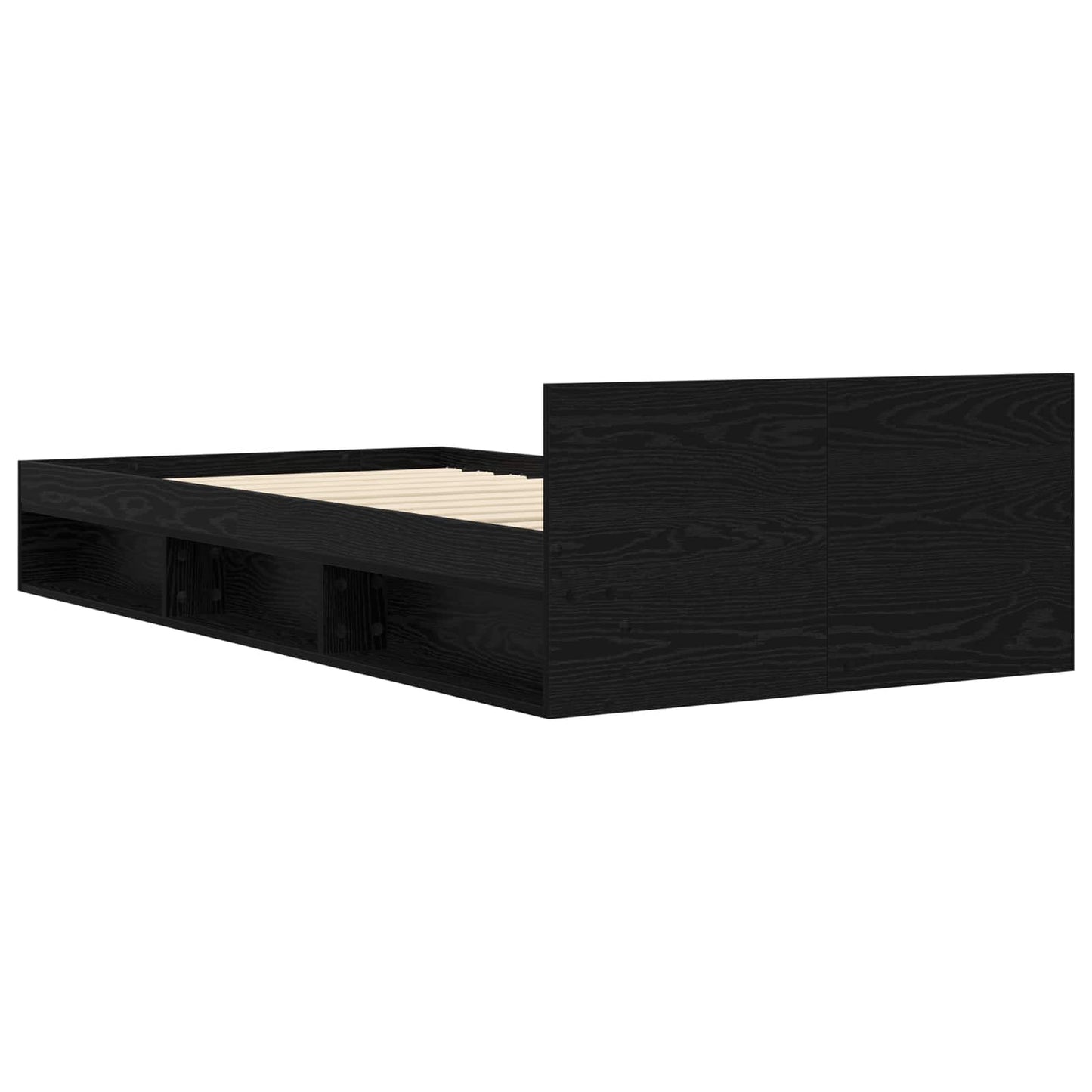Sengeramme med oppbevaring Svart eik 80 x 200 cm Konstruert tre