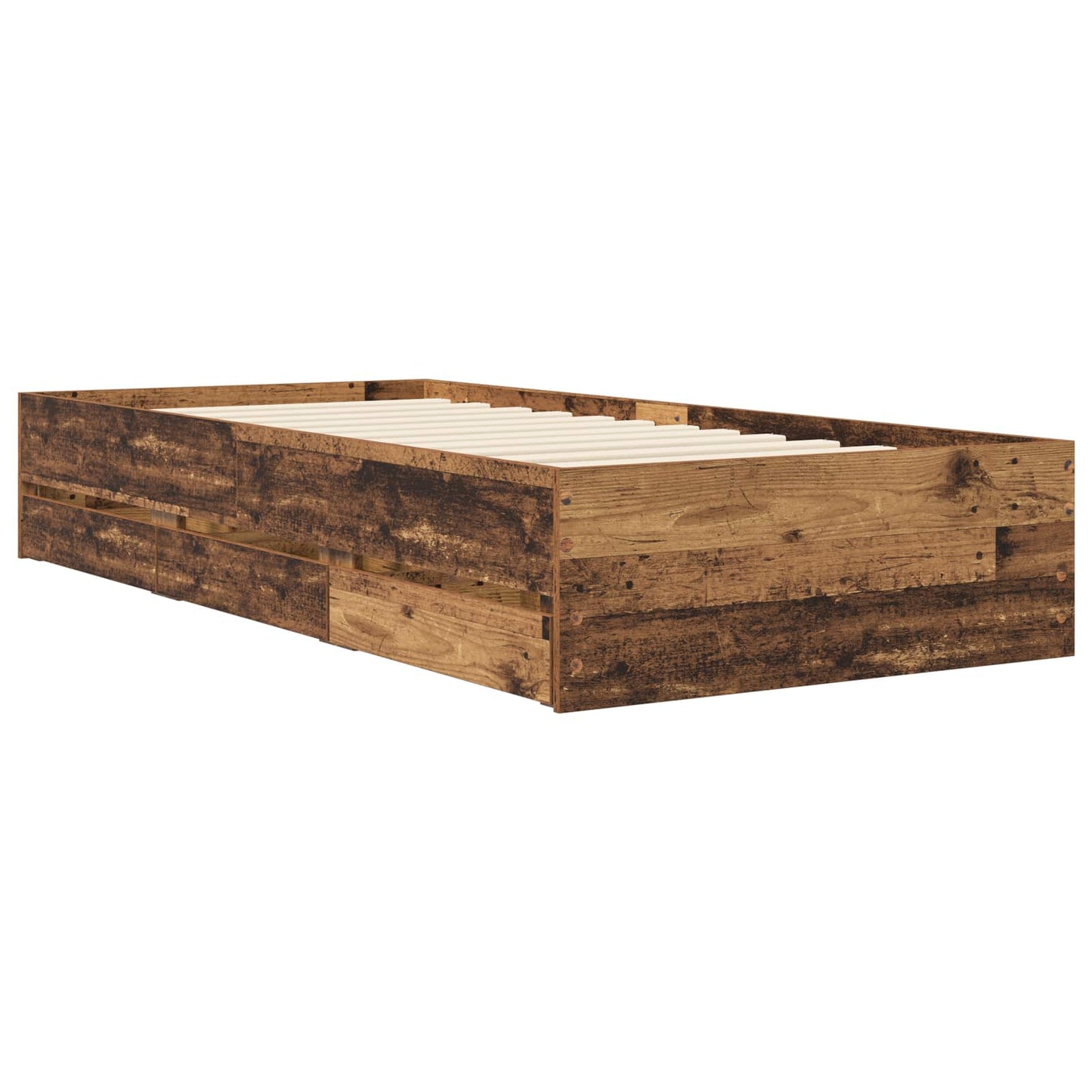 Sengeramme med oppbevaring med skuff Gammelt tre 80 x 200 cm