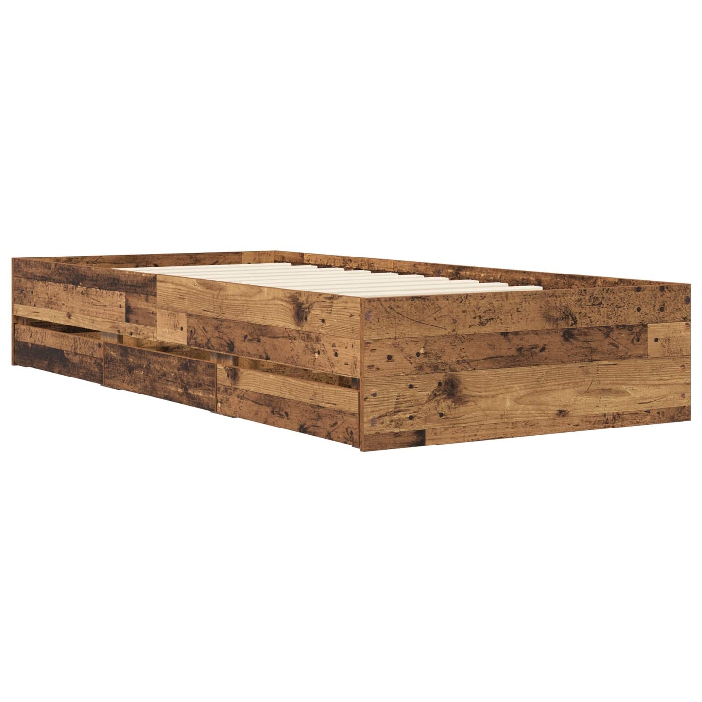 Sengeramme med oppbevaring med skuff Gammelt tre 80 x 200 cm