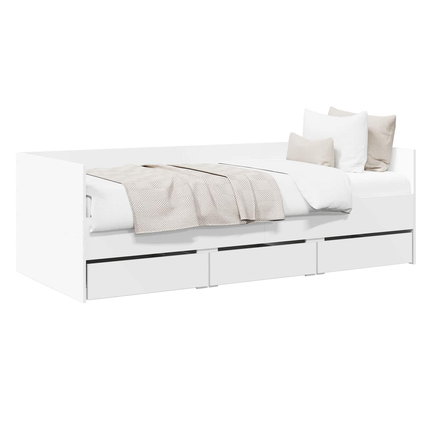 Sengeramme med oppbevaring Hvit 80 x 200 cm Konstruert tre