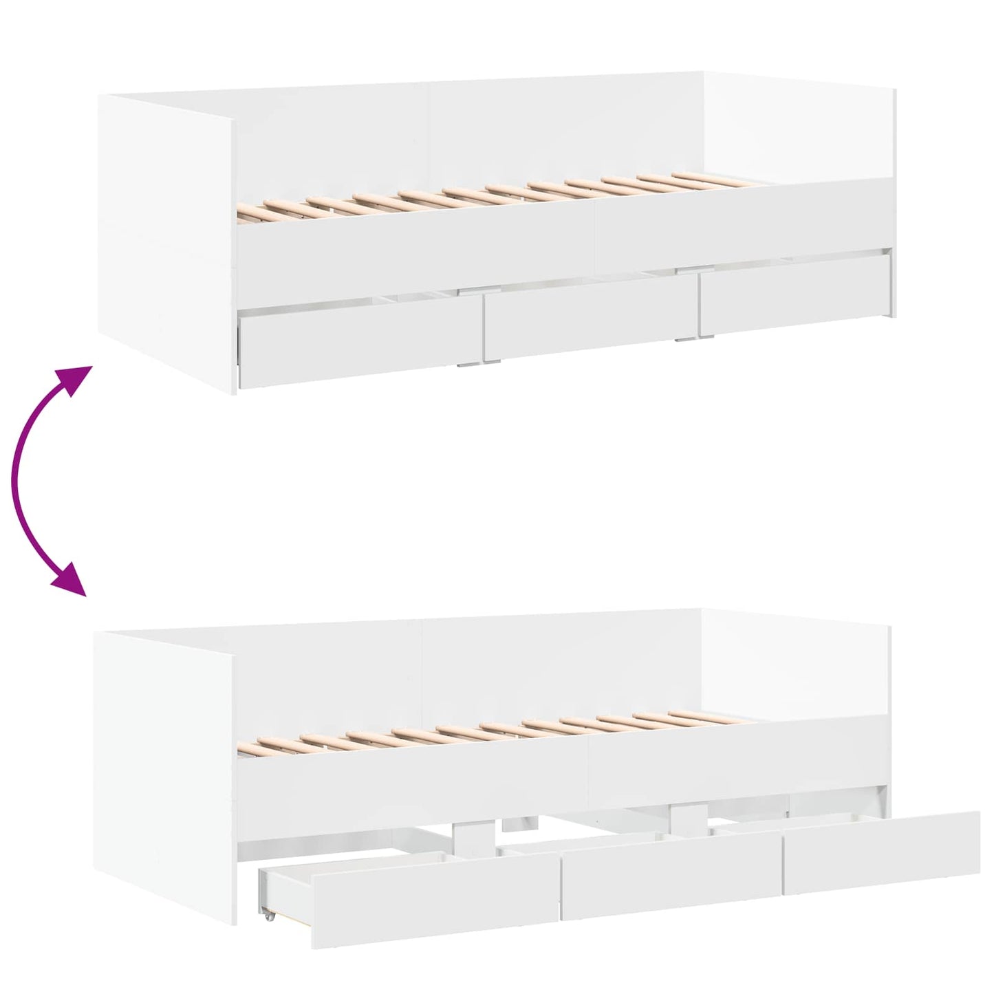 Sengeramme med oppbevaring Hvit 80 x 200 cm Konstruert tre