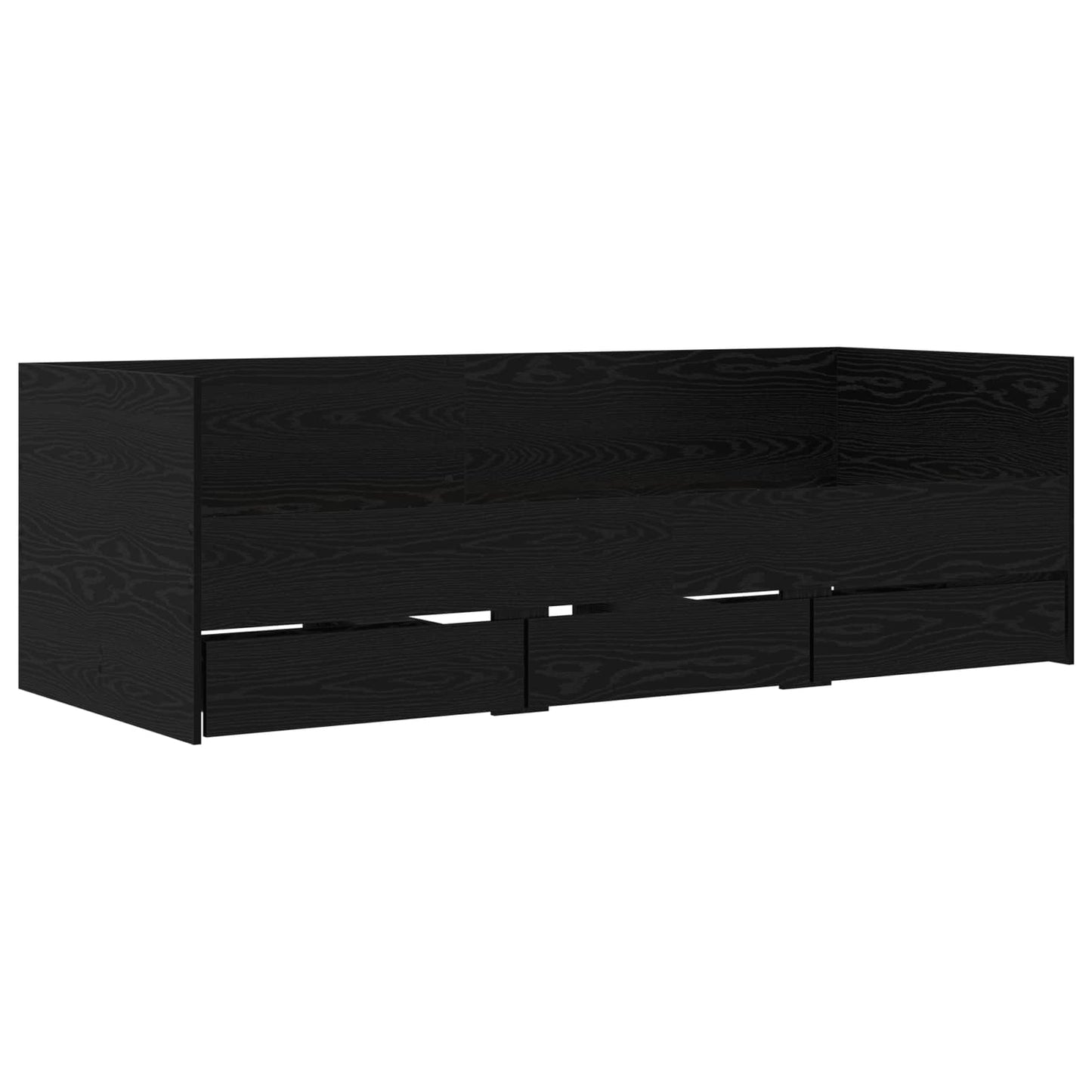 Sengeramme med oppbevaring Svart eik 80 x 200 cm Konstruert tre