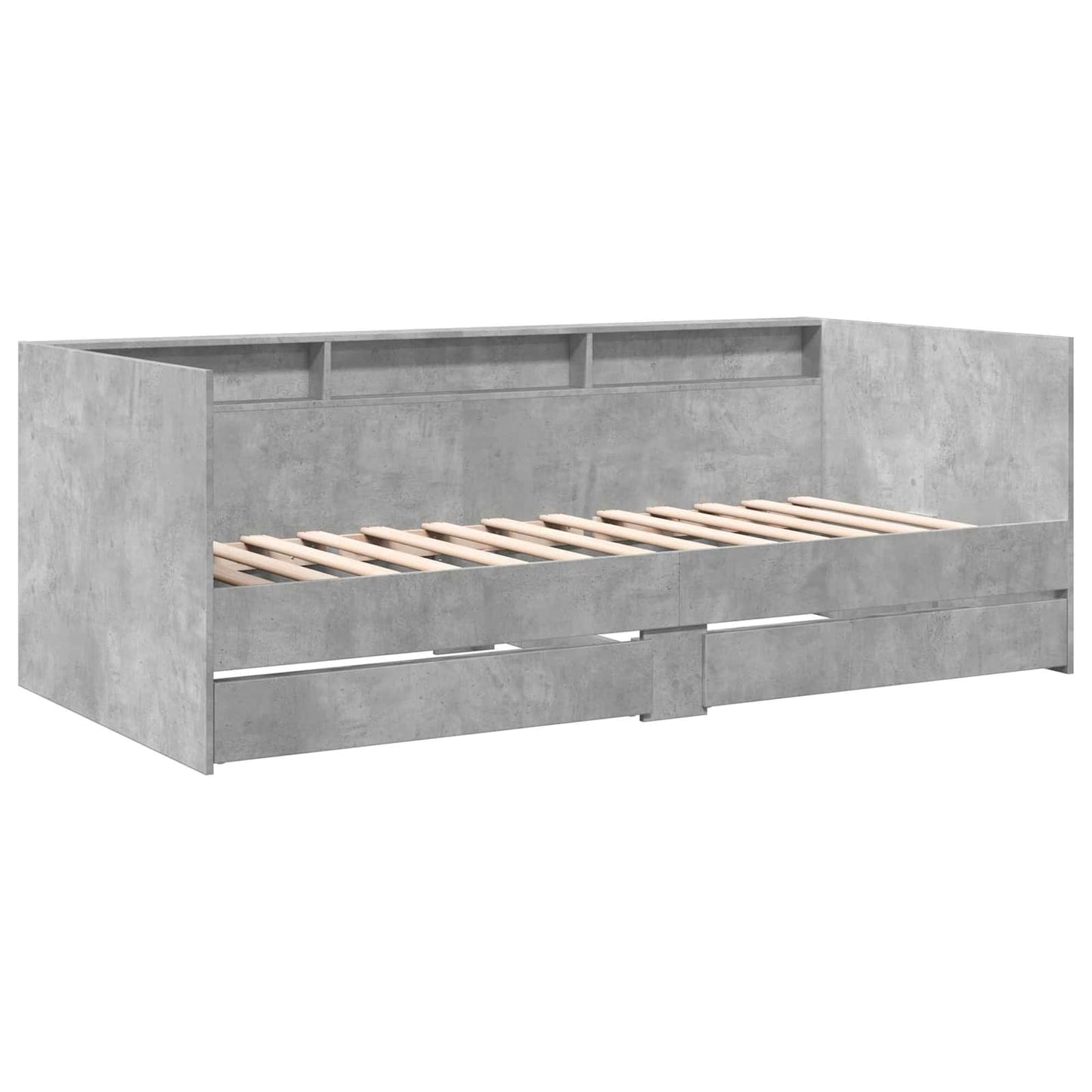 Sengeramme med oppbevaring Betonggrå 80 x 200 cm Konstruert tre