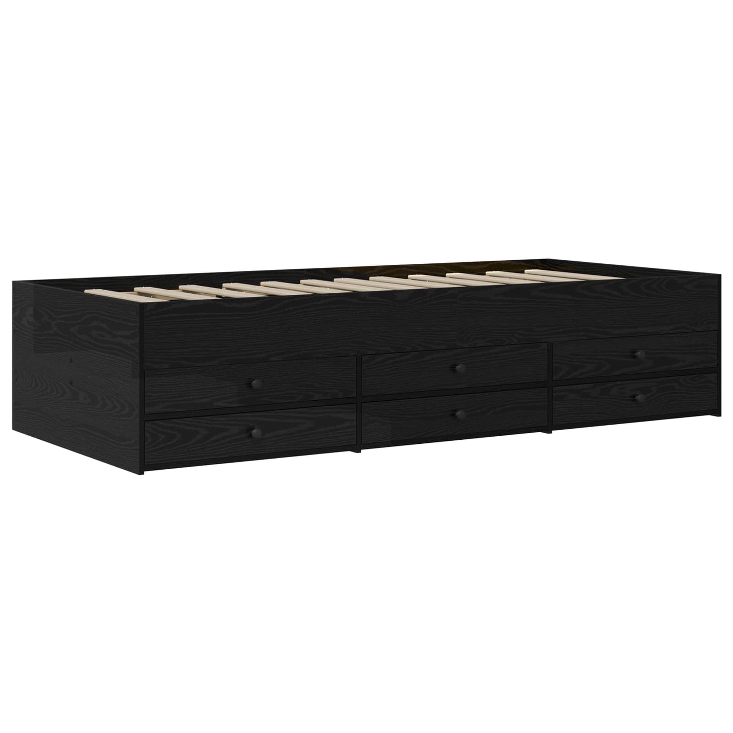 Sengeramme med oppbevaring Svart eik 80 x 200 cm Konstruert tre