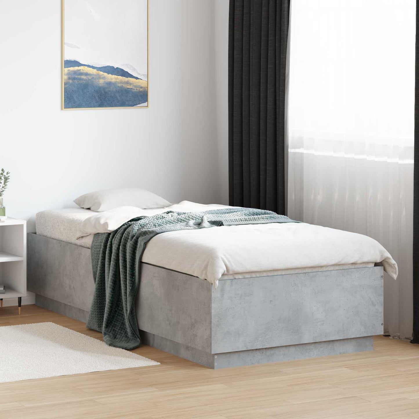Sengestamme Betonggrå 80 x 200 cm Konstruert tre