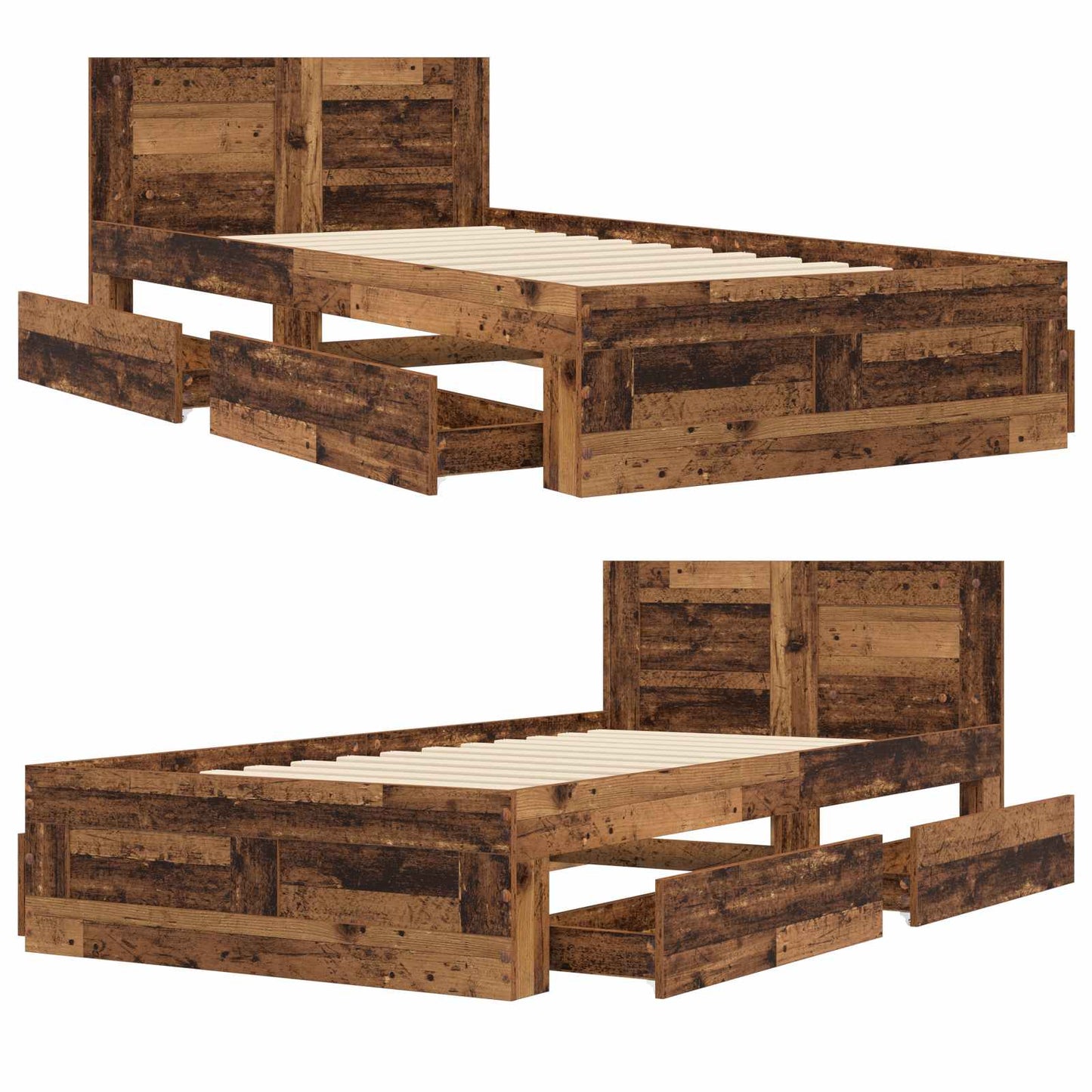 Sengestamme med hodegatt Gammelt tre 80 x 200 cm Konstruert tre
