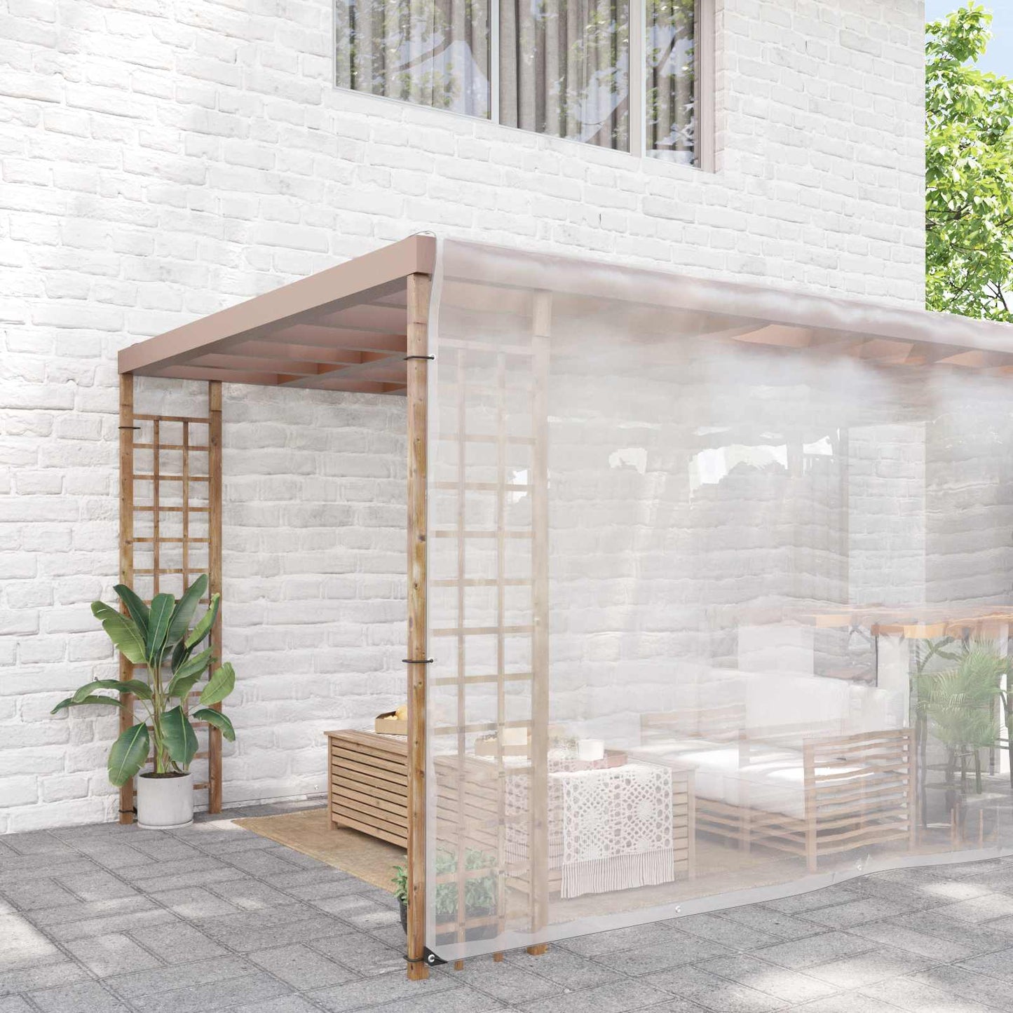 Presenning med øyer Gjennomsiktig 10 x 12 m Polyethylen vidaXL