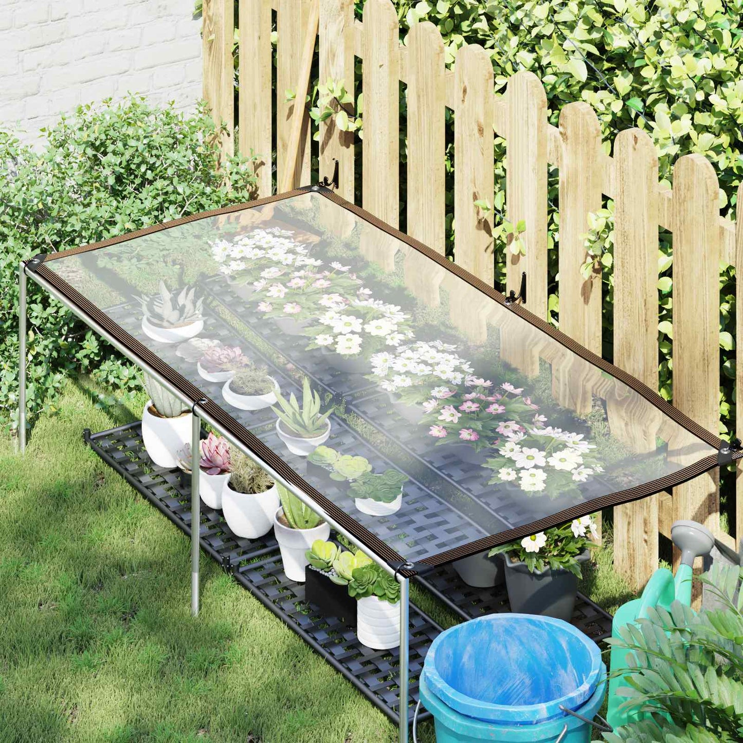 Presenning med øyer Gjennomsiktig 1 x 2 m Polyethylen vidaXL