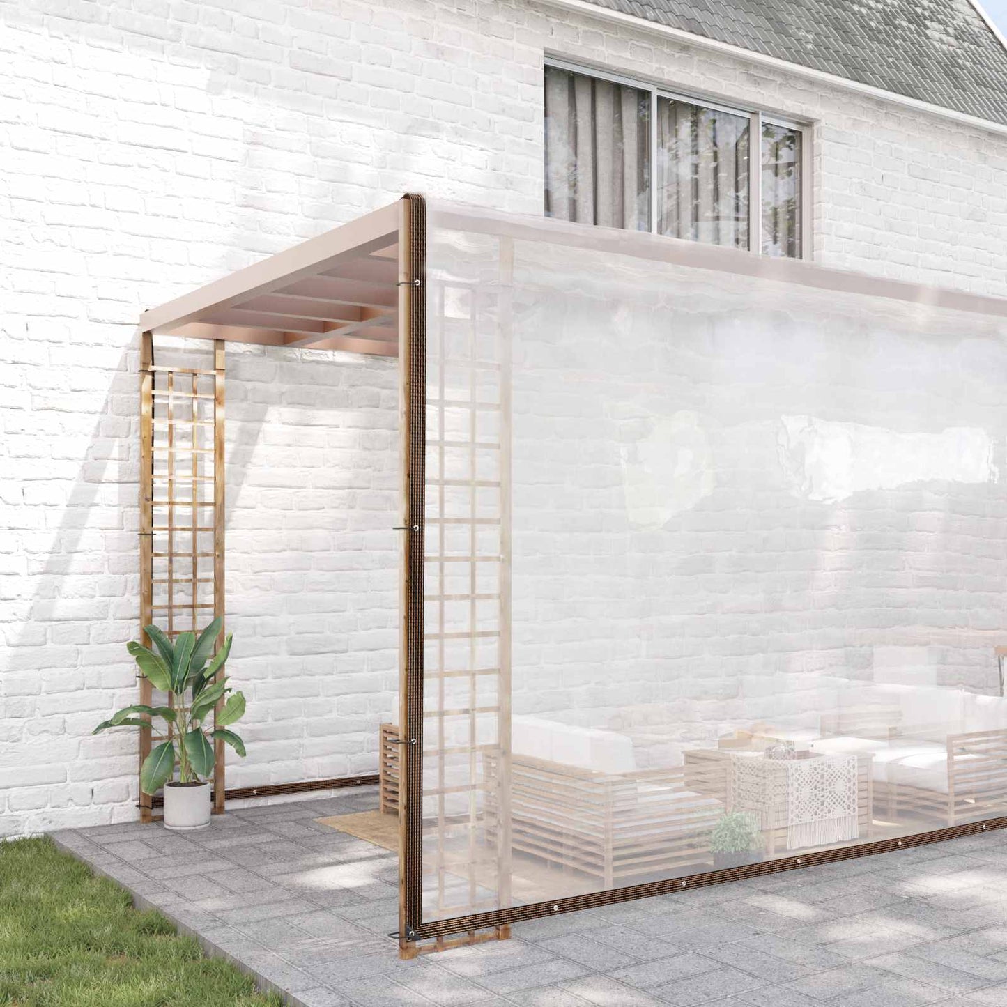 Presenning med øyer Gjennomsiktig 10 x 10 m Polyethylen vidaXL
