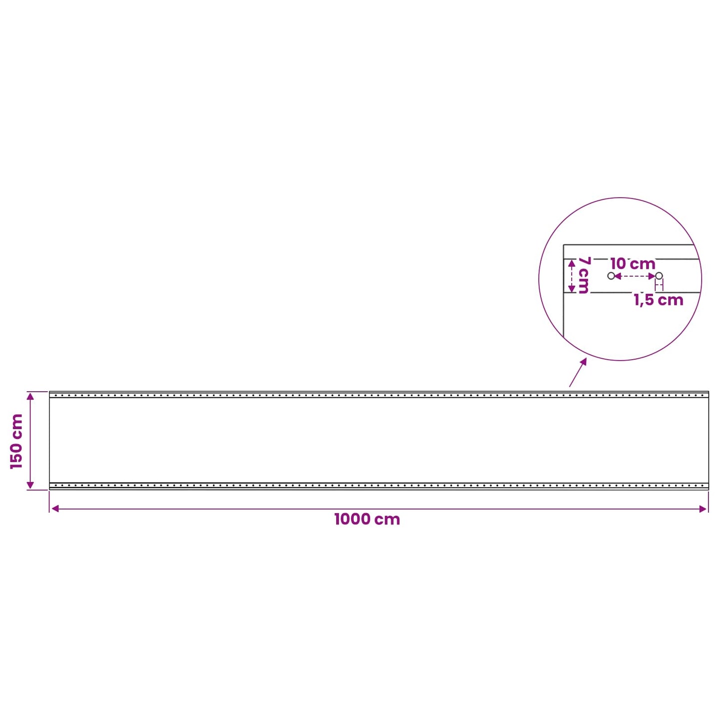Presenning med øyer 2 stk. Grønn 1,5 x 10 m 260 gsm PE