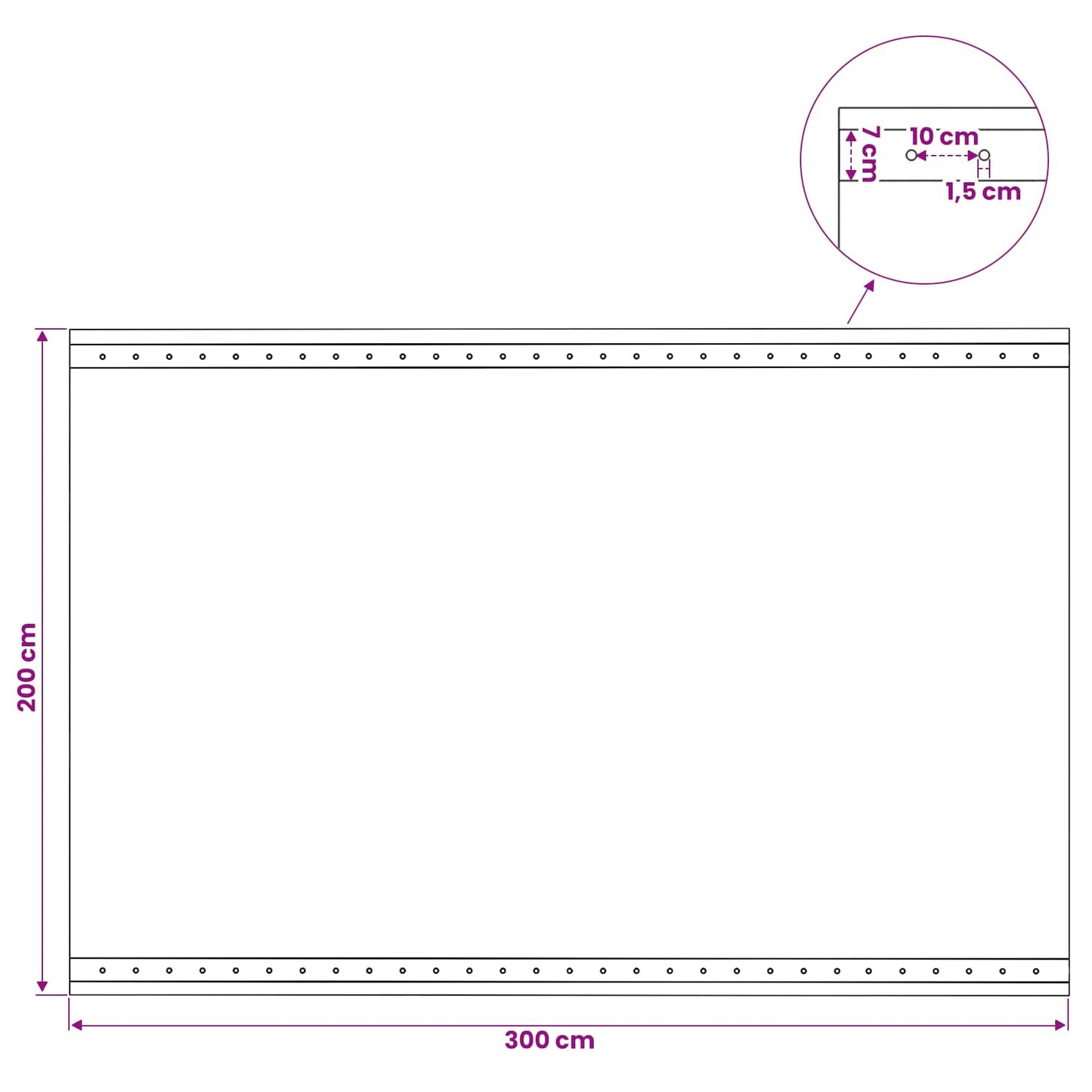 Presenning med øyer Grønn 2 x 3 m 260 gsm PE