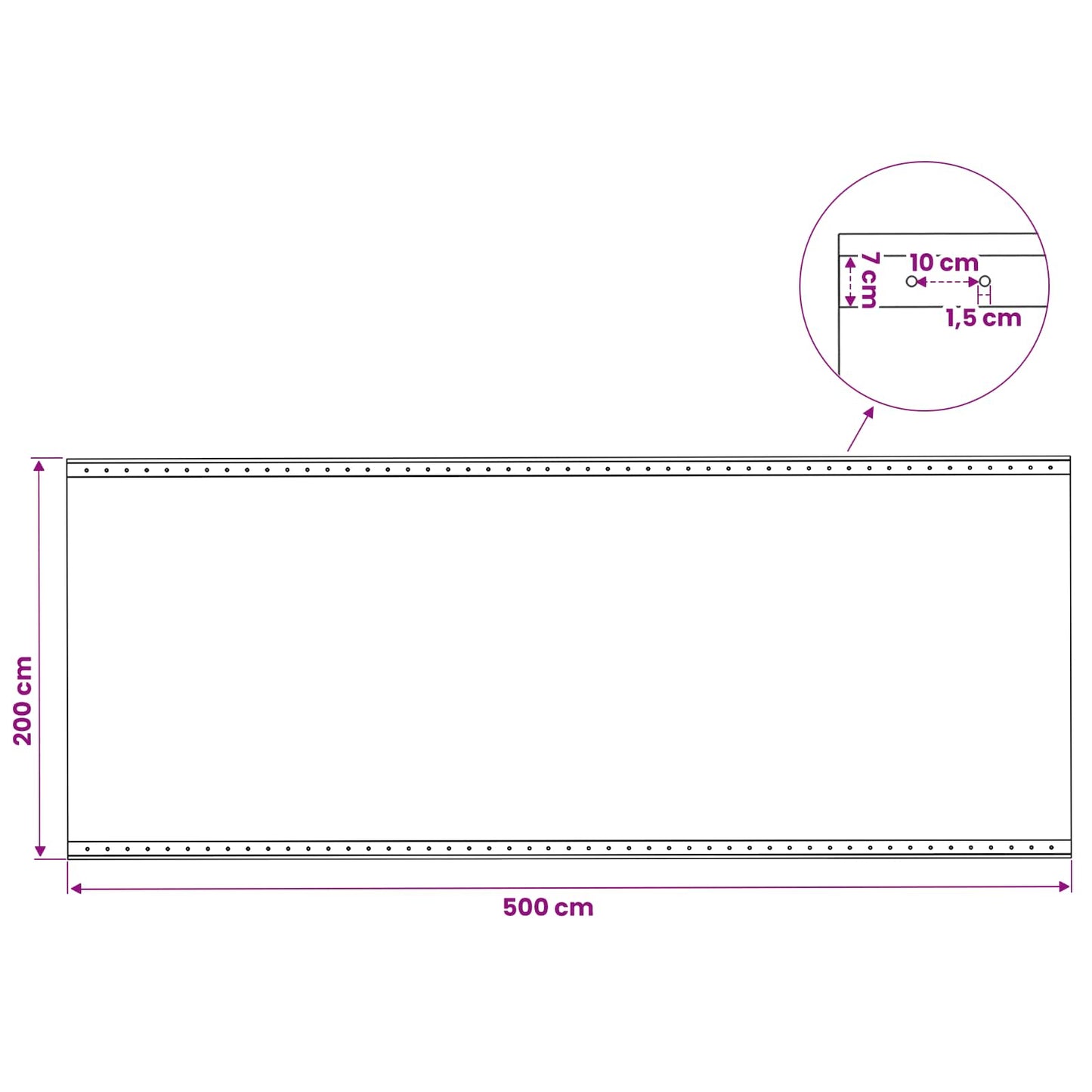 Presenning med øyer Grønn 2 x 5 m 260 gsm PE