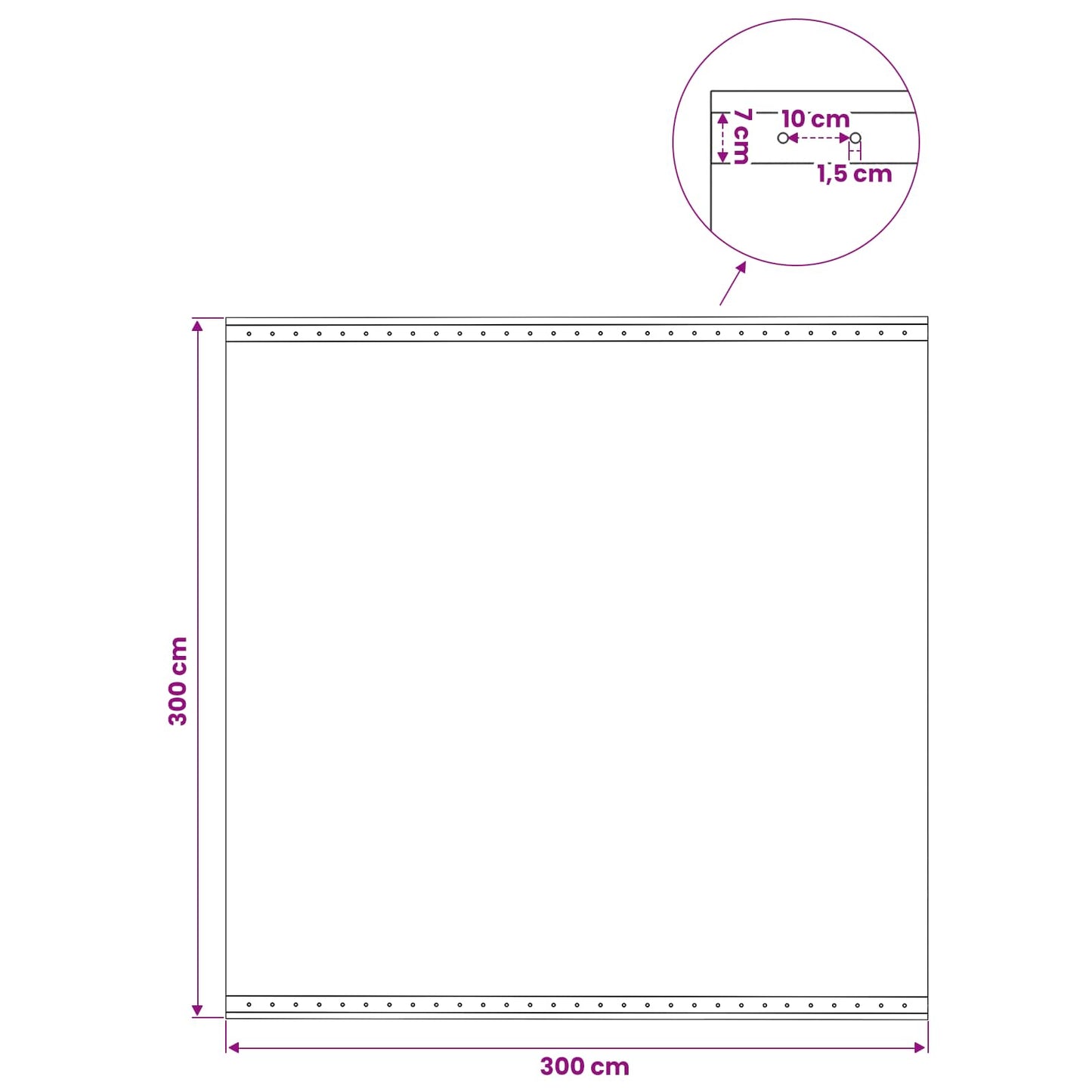 Presenning med øyer Grønn 3 x 3 m 260 gsm PE